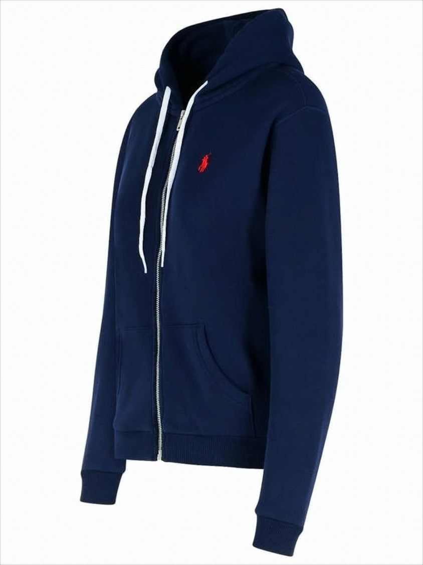 Navy Blue Zip-Up Hoodie with Drawstring