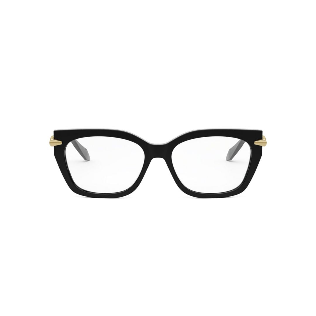 Rectangular Black Eyeglasses With Gold Chain Accents