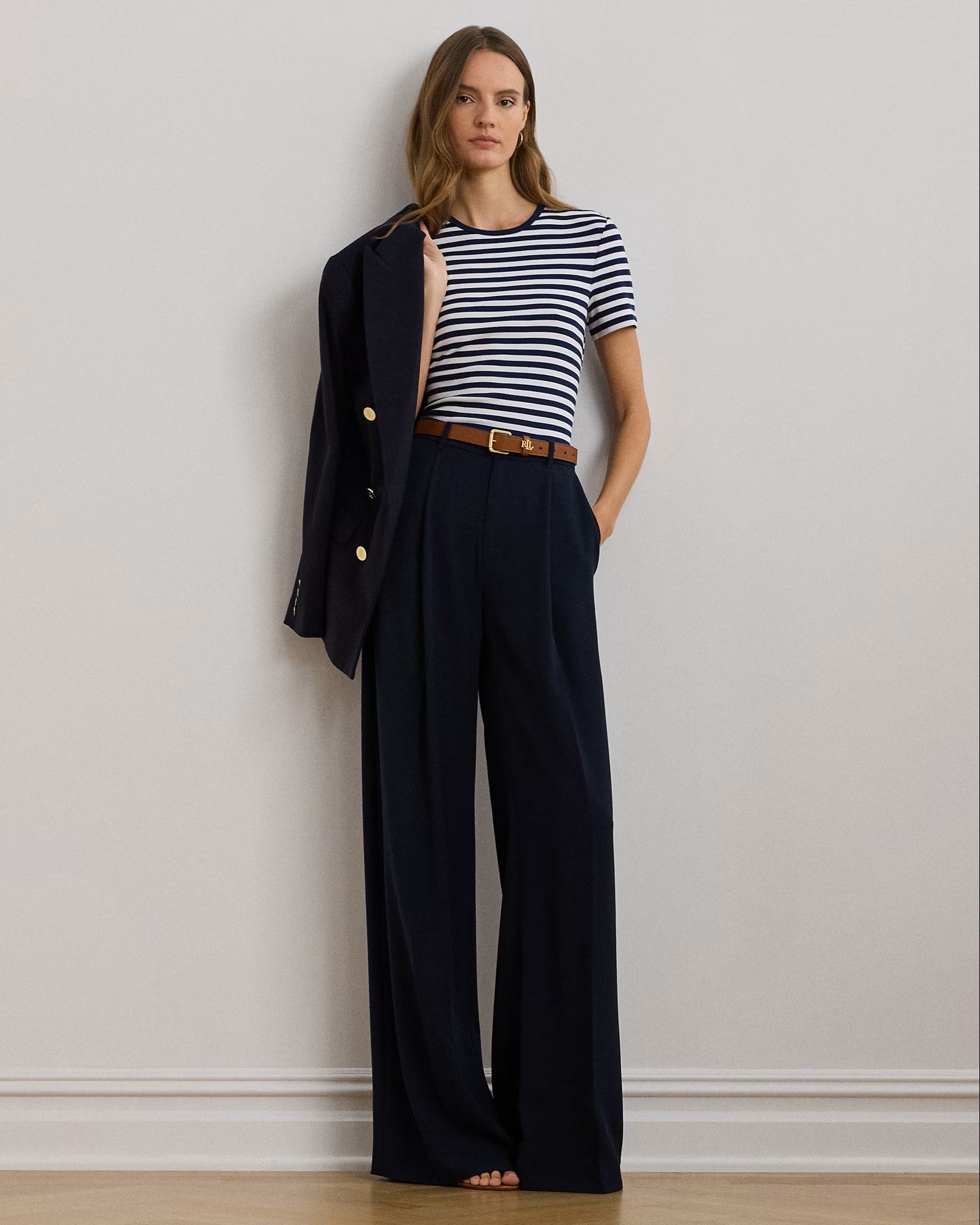 Navy Blue Kirahn Pleated Trousers