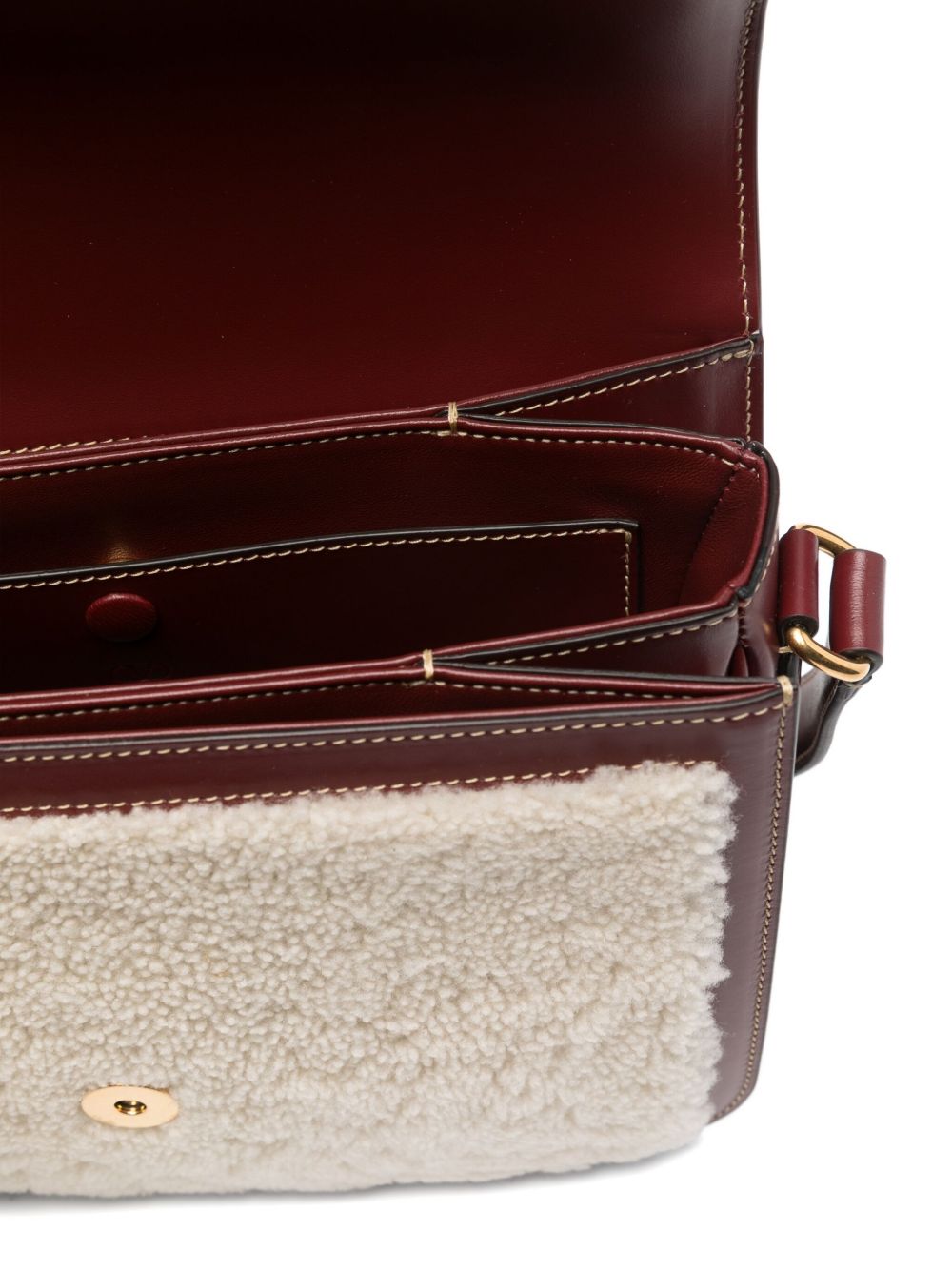 Structured Shearling And Leather Shoulder Bag