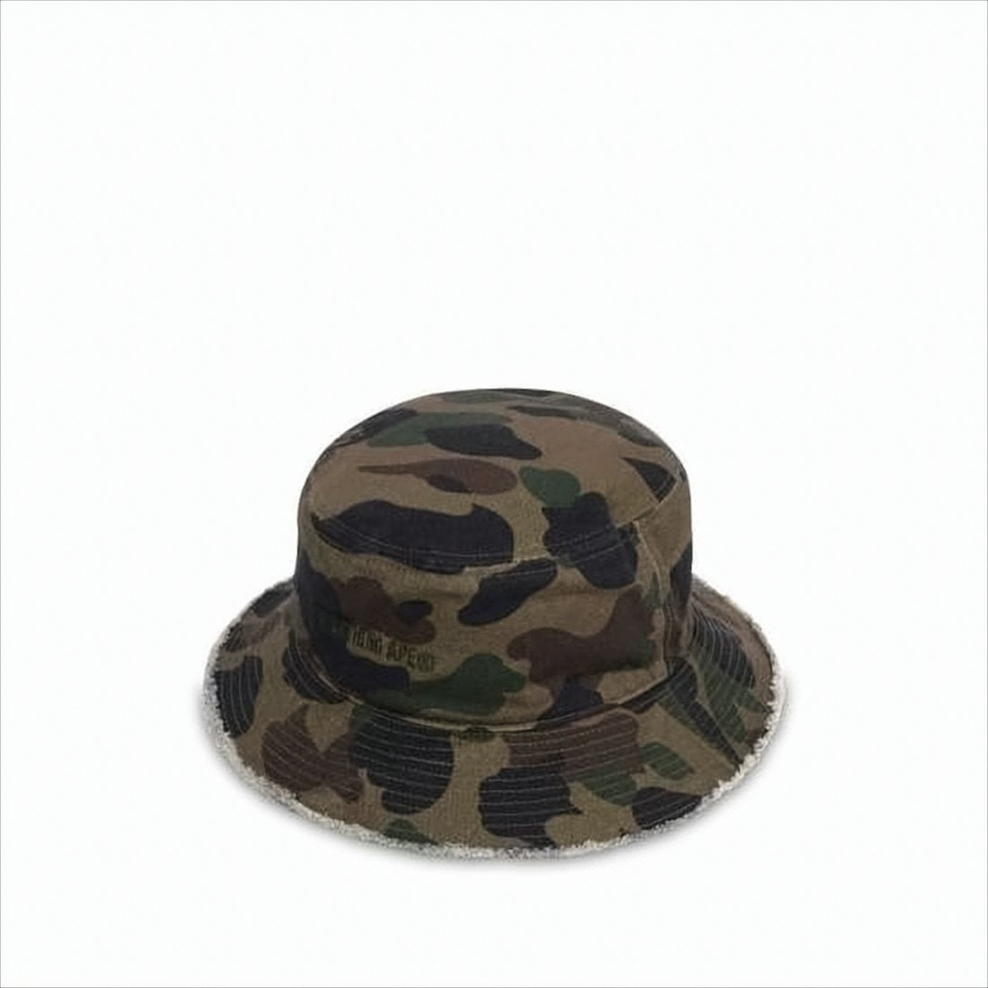 Camouflage Bucket Hat with Frayed Edge Detail