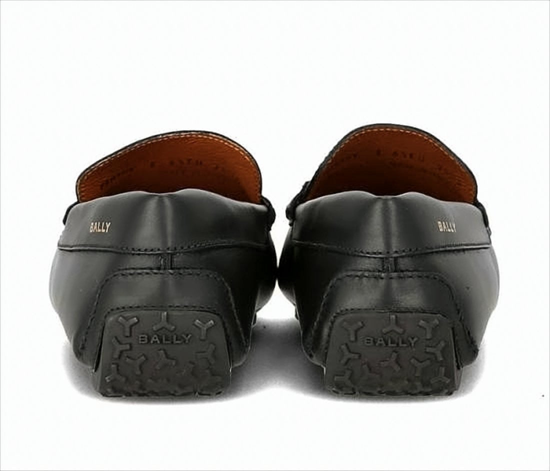 Black Leather Loafers with Red