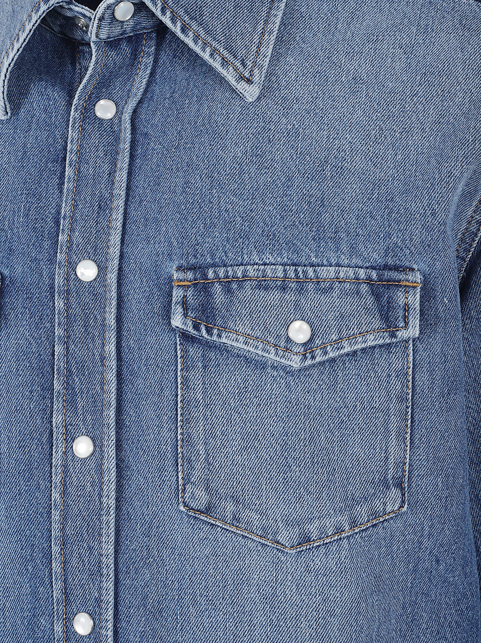 Classic Denim Shirt With Snap-Button Front
