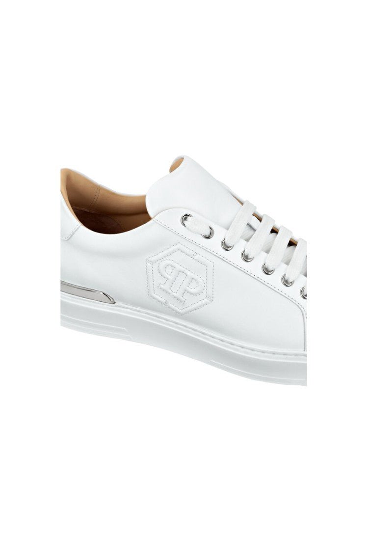 White Leather Sneakers with Cushioned Insole