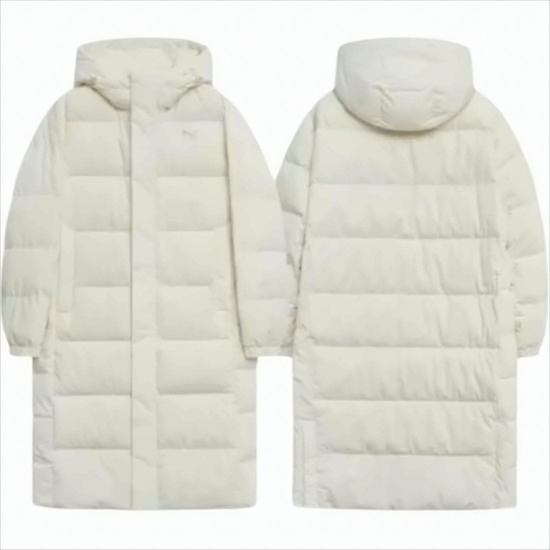 Quilted White Long Padded Coat with Hood