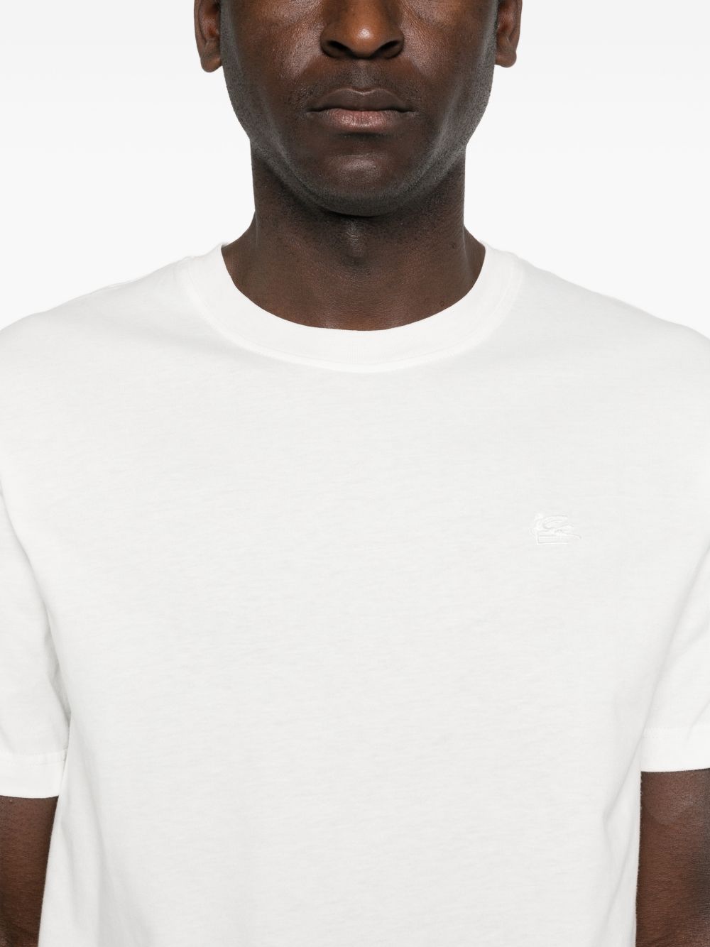 Ribbed Crewneck T-Shirt With Tone-On-Tone Logo
