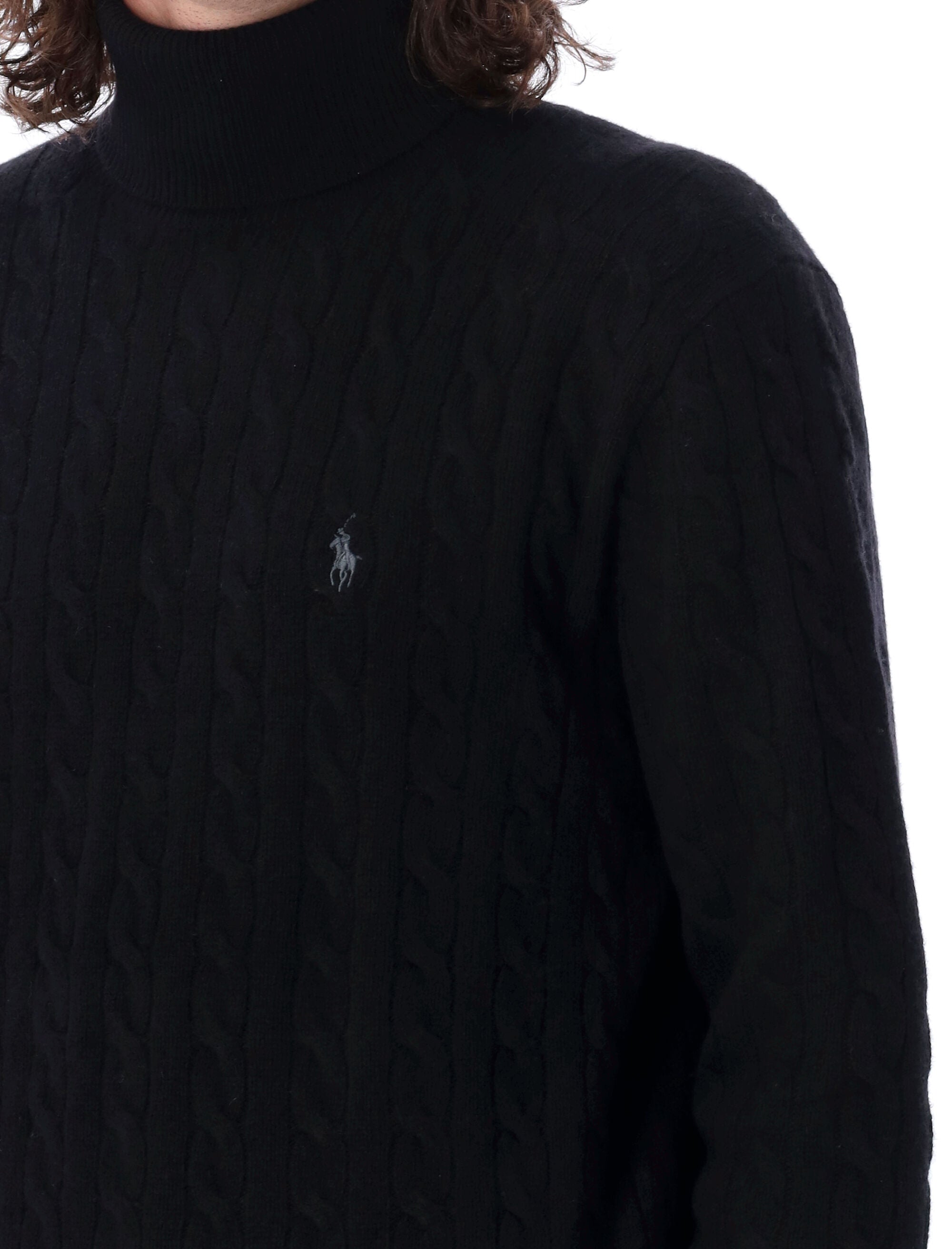 Cable Knit High-Neck Sweater