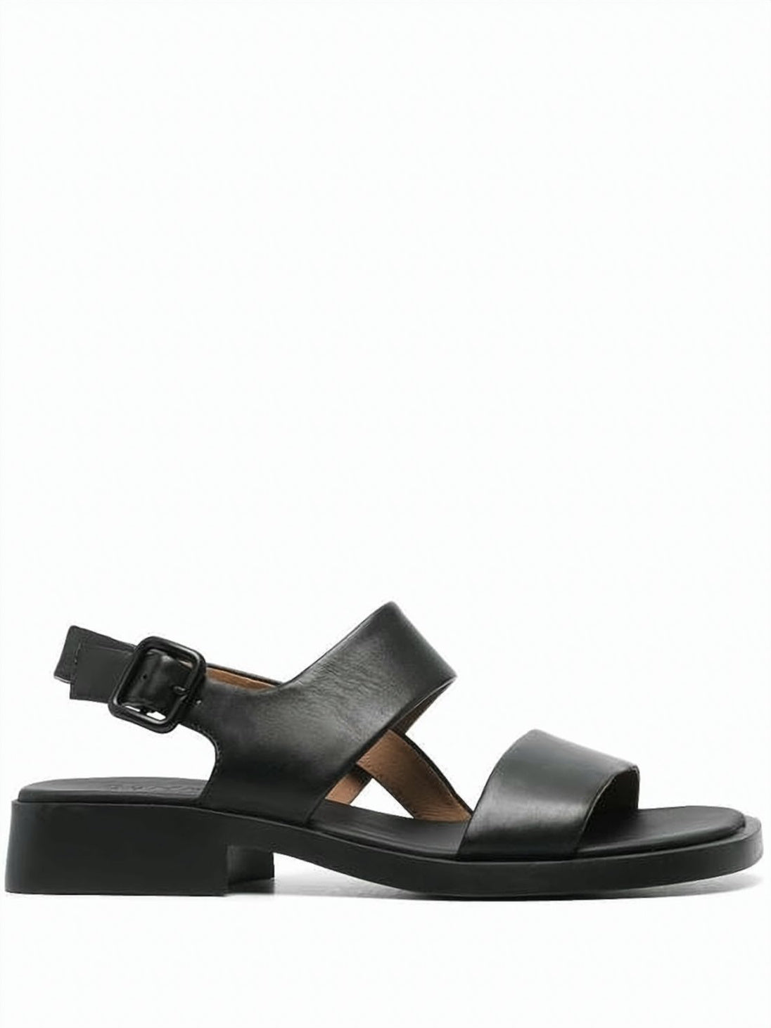 Black Smooth Calf Leather Crossed Sandals