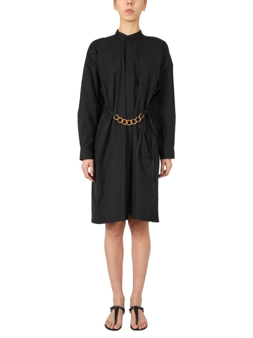 Knee-Length Dress With Korean Neck