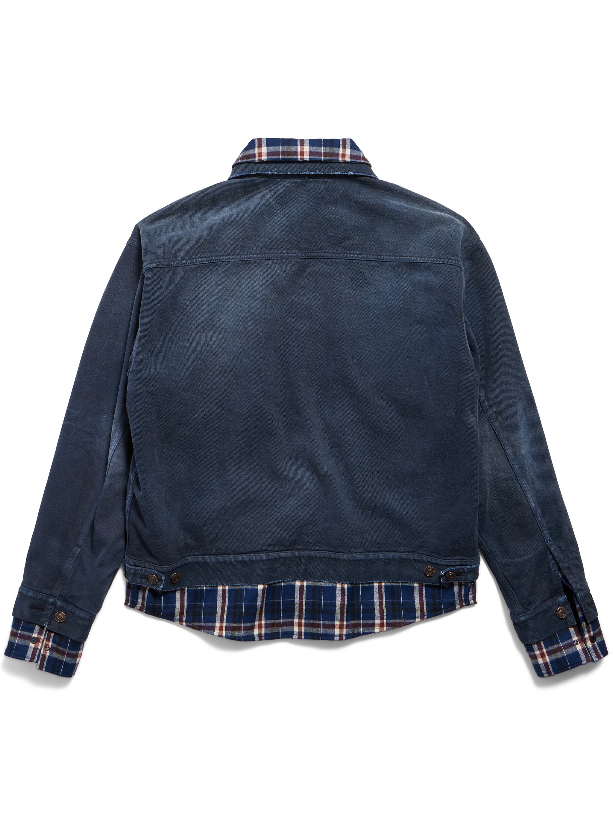 Dark Blue Patched Layered Shirt Jacket