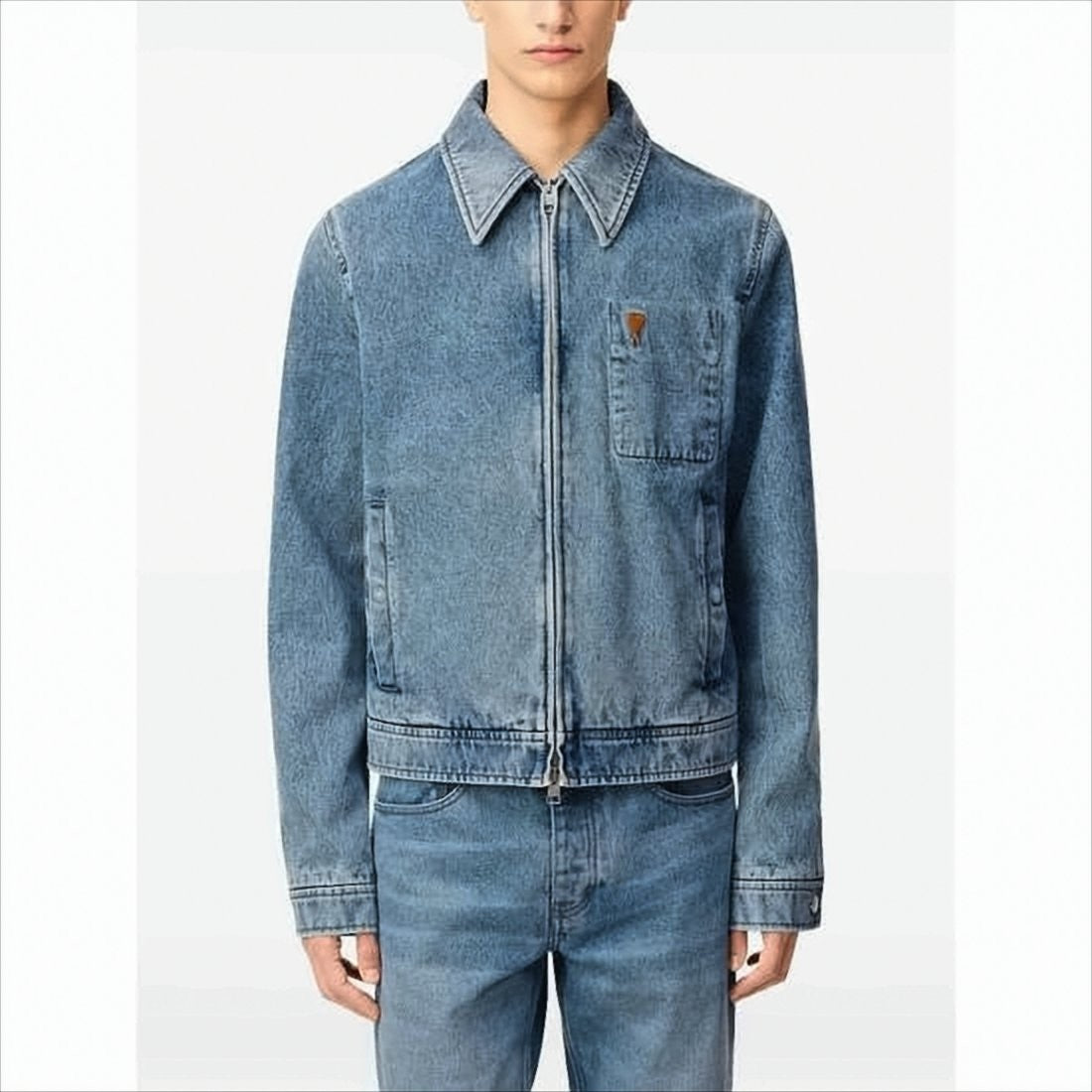 Light Blue Denim Jacket with Iconic Heart Detail