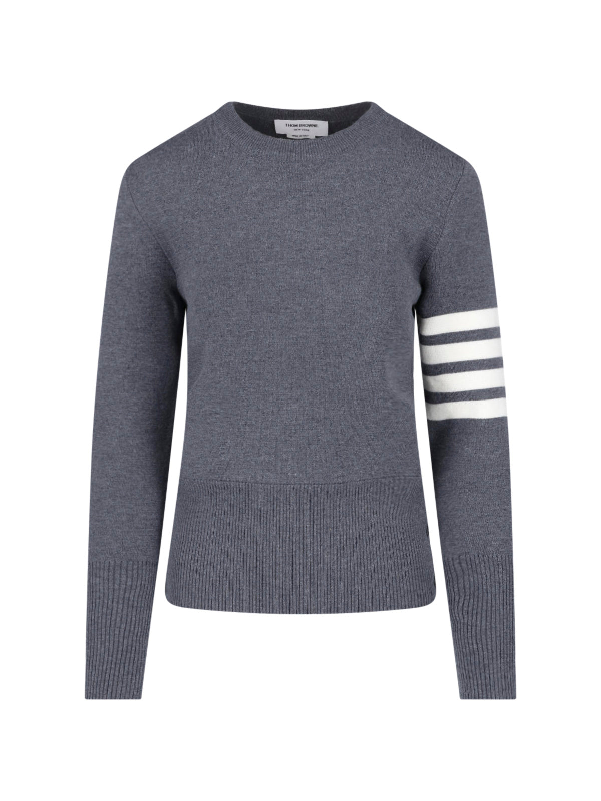 Crew Neck Sweater with Bold Stripe Accents