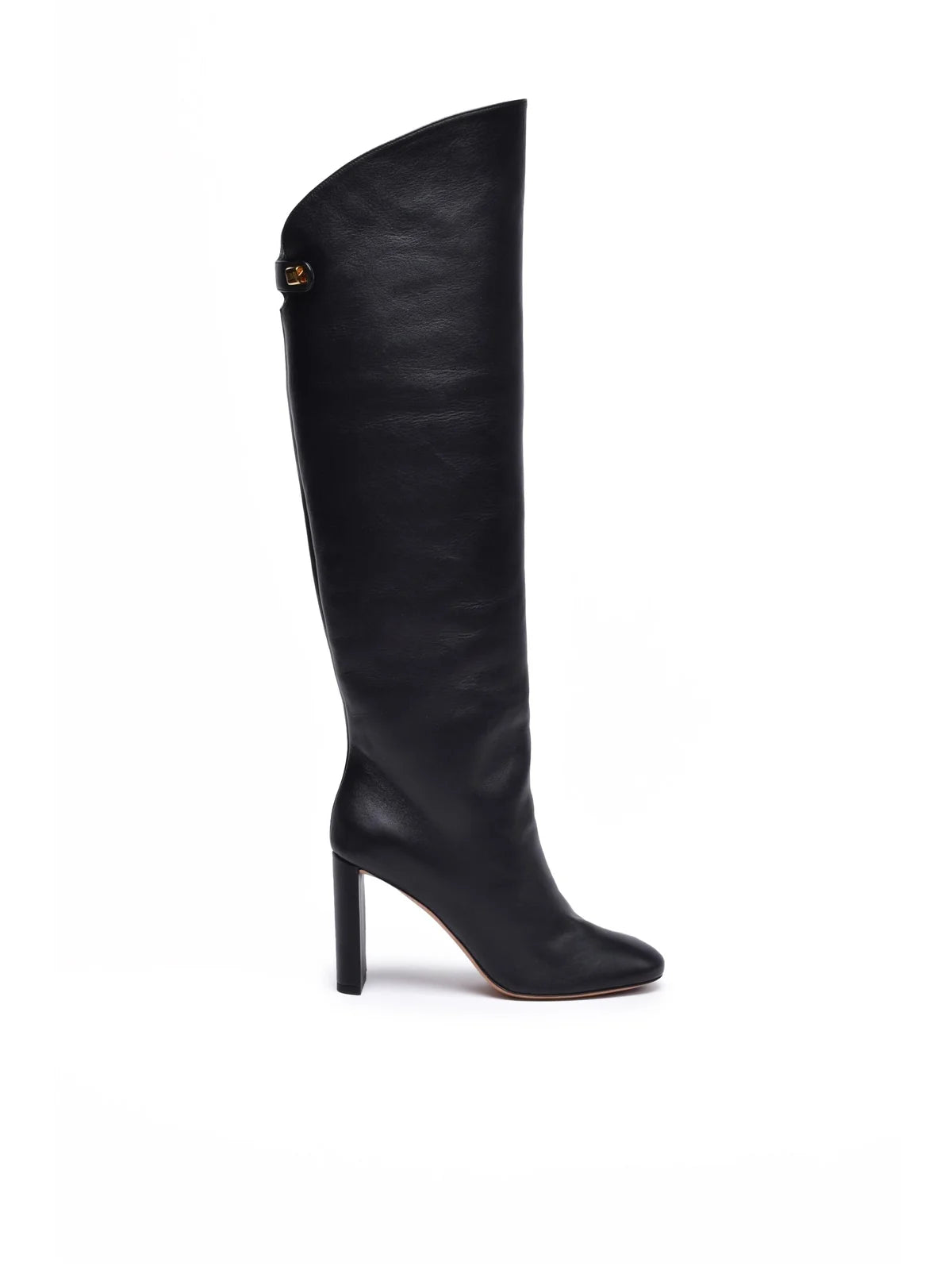 Black Leather Rubber Women's High Boot