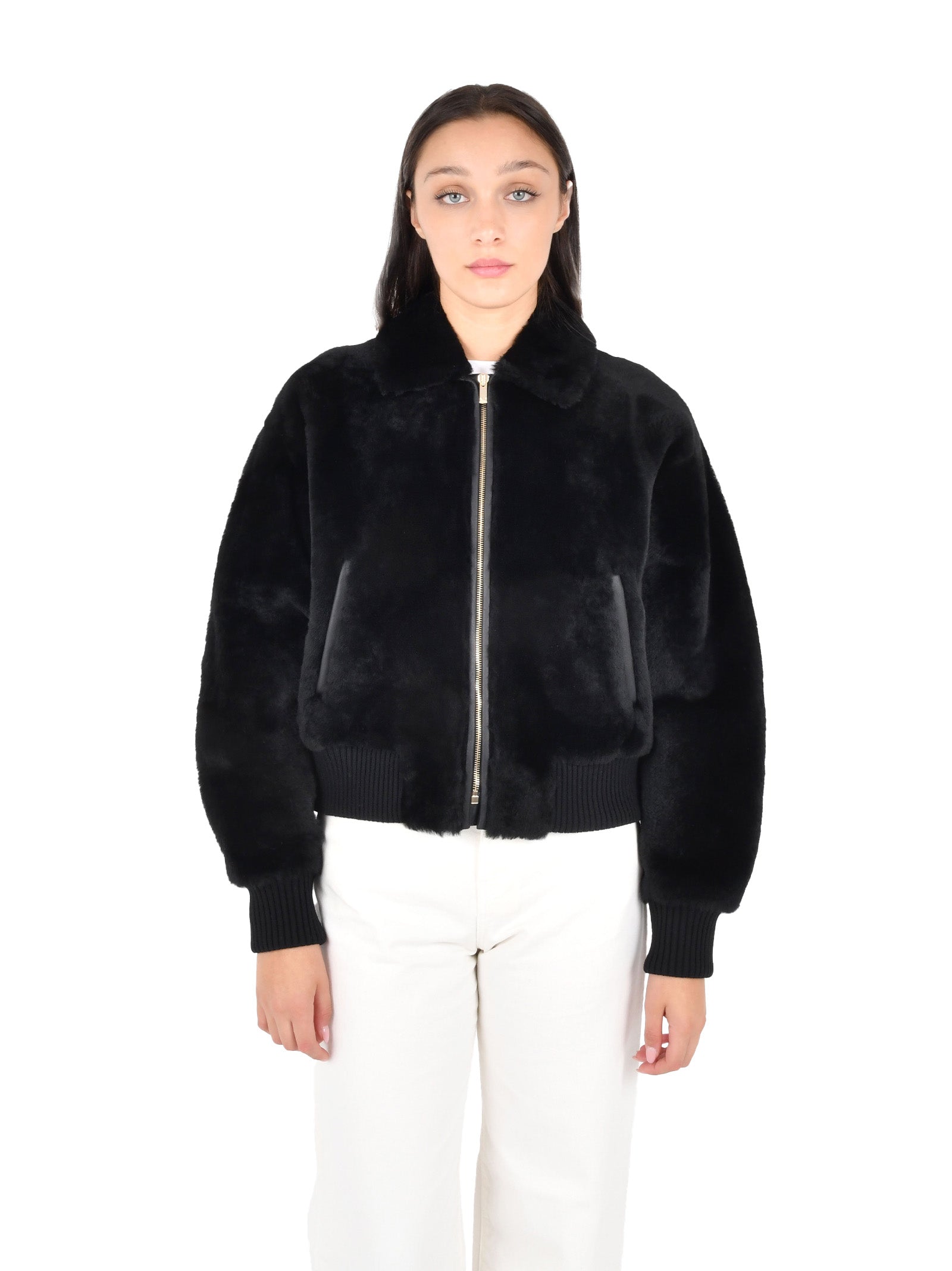 Alpaca Fur Coat With Ribbed Wool Trim
