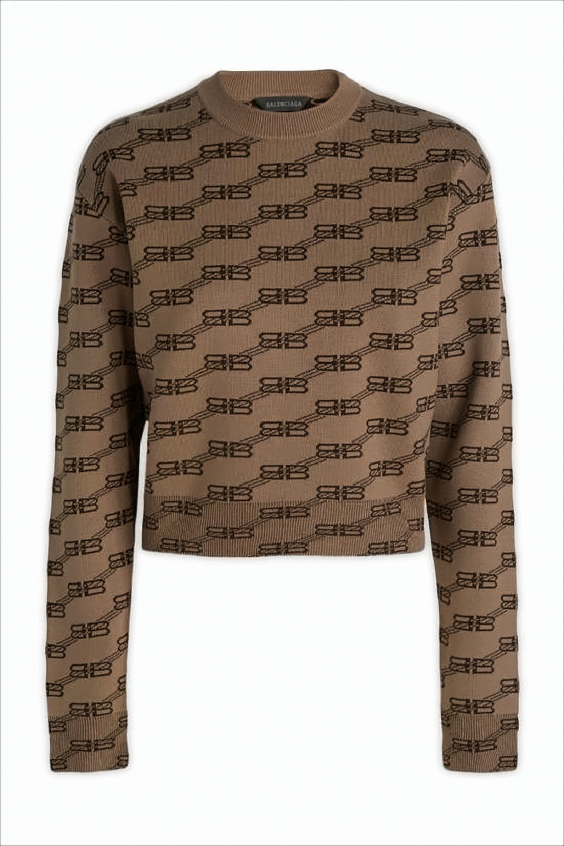 Cropped Sweater with Repeating Bow Motif