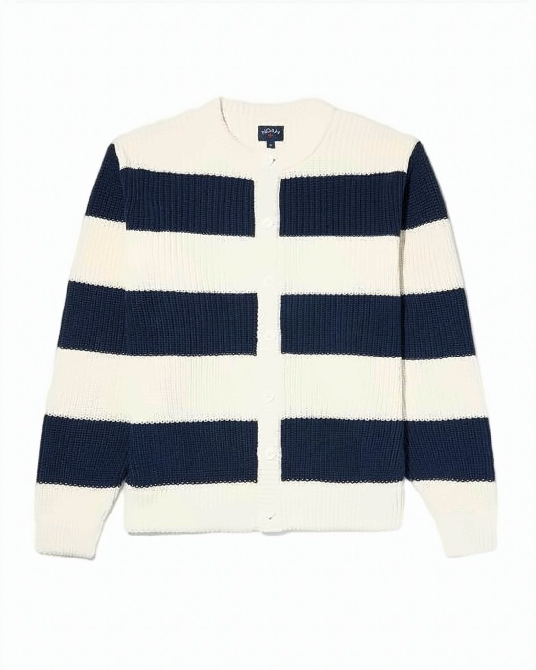 Chunky Striped Knit Cardigan with Button-Down Front