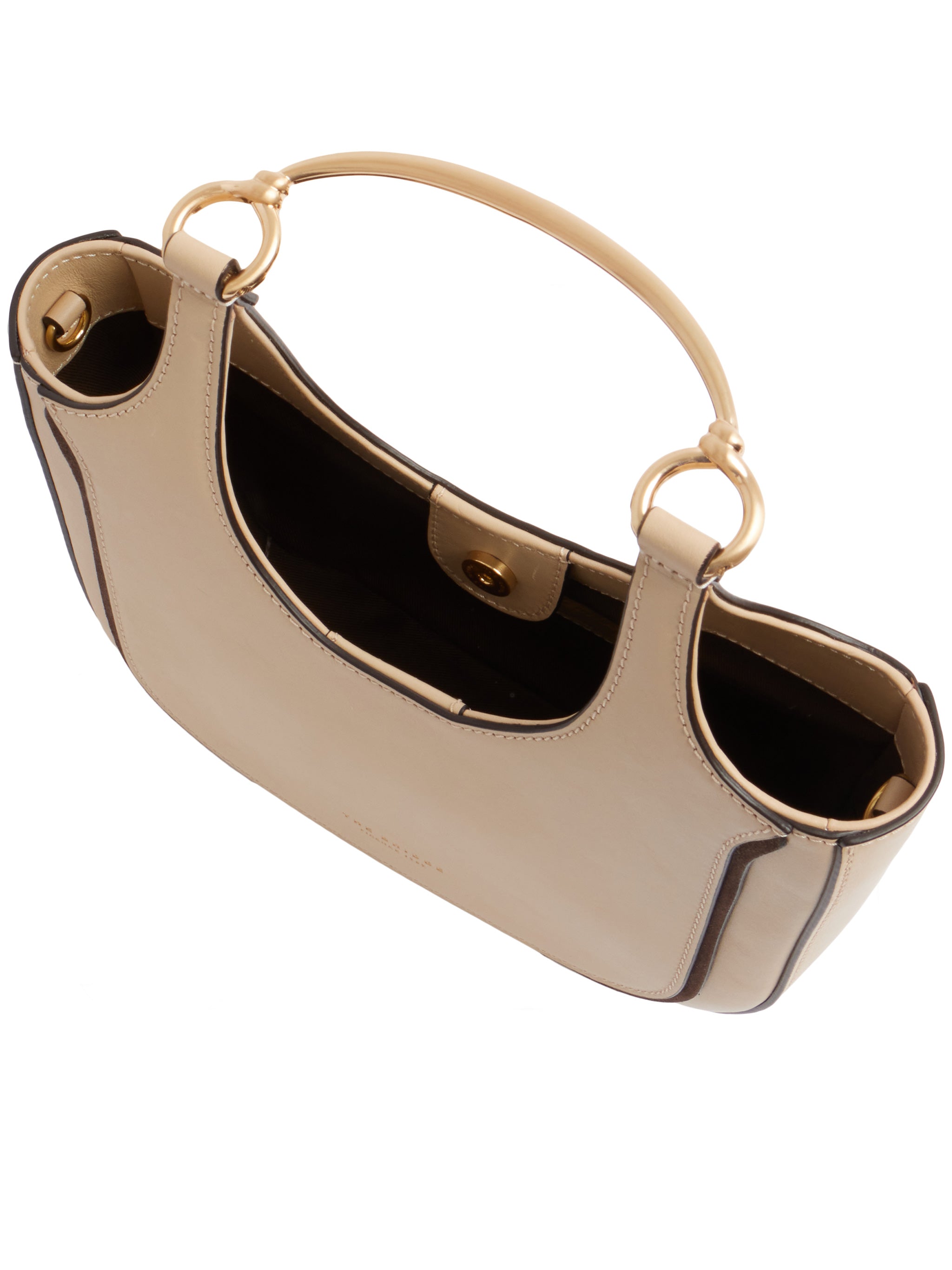 Beige Baby Hobo Structured Leather Shoulder Bag