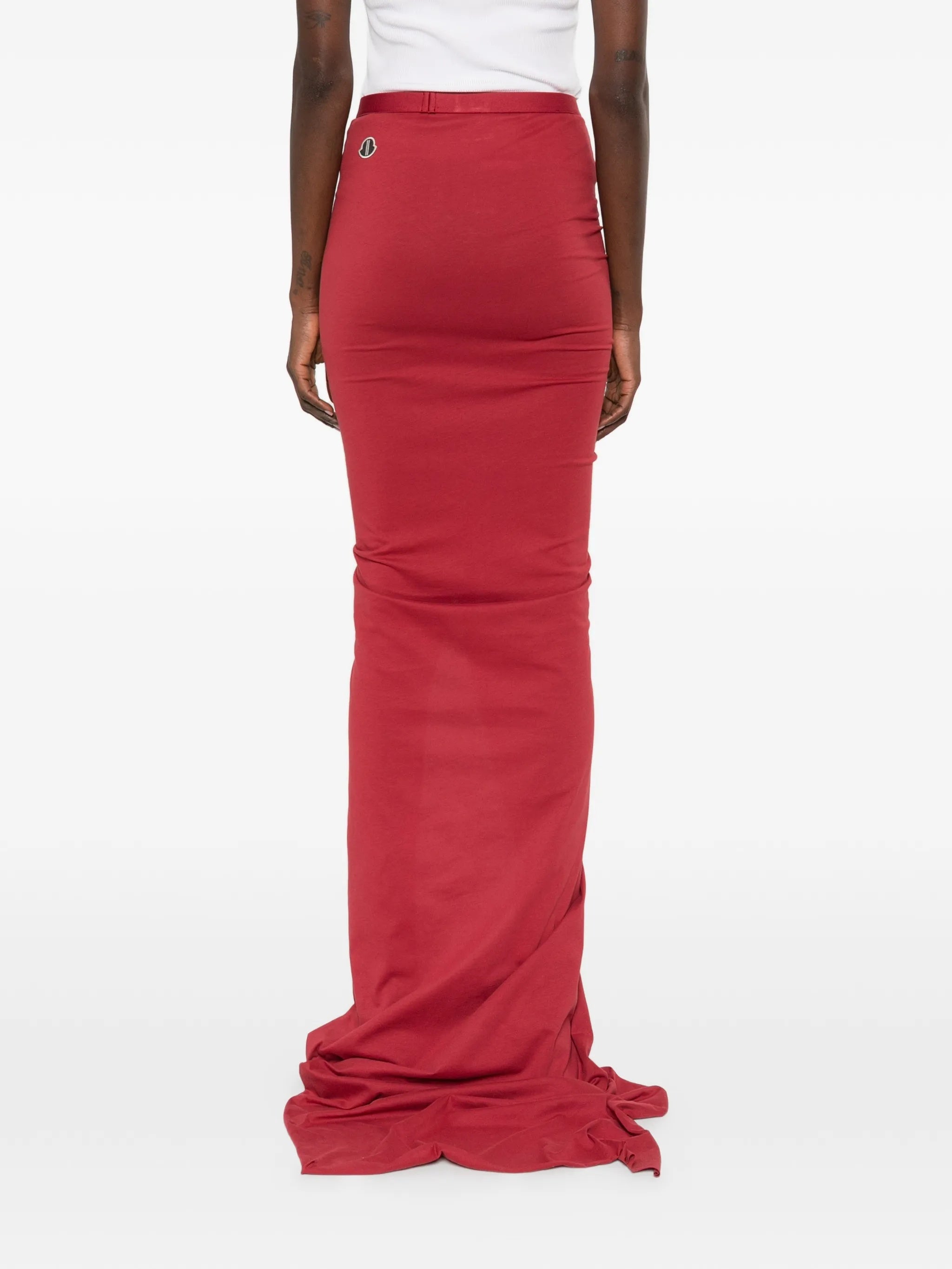 Red Adjustable Knitted Long Skirt