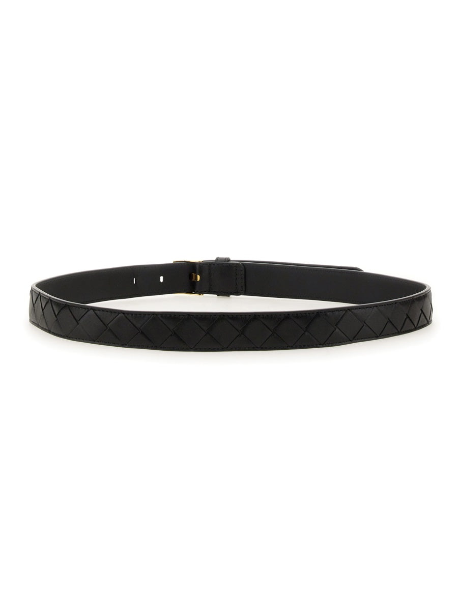 Slim Woven Pattern Calf Leather Belt