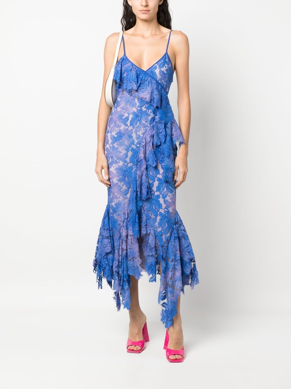 Thelma Violet Lace Draped Midi Dress