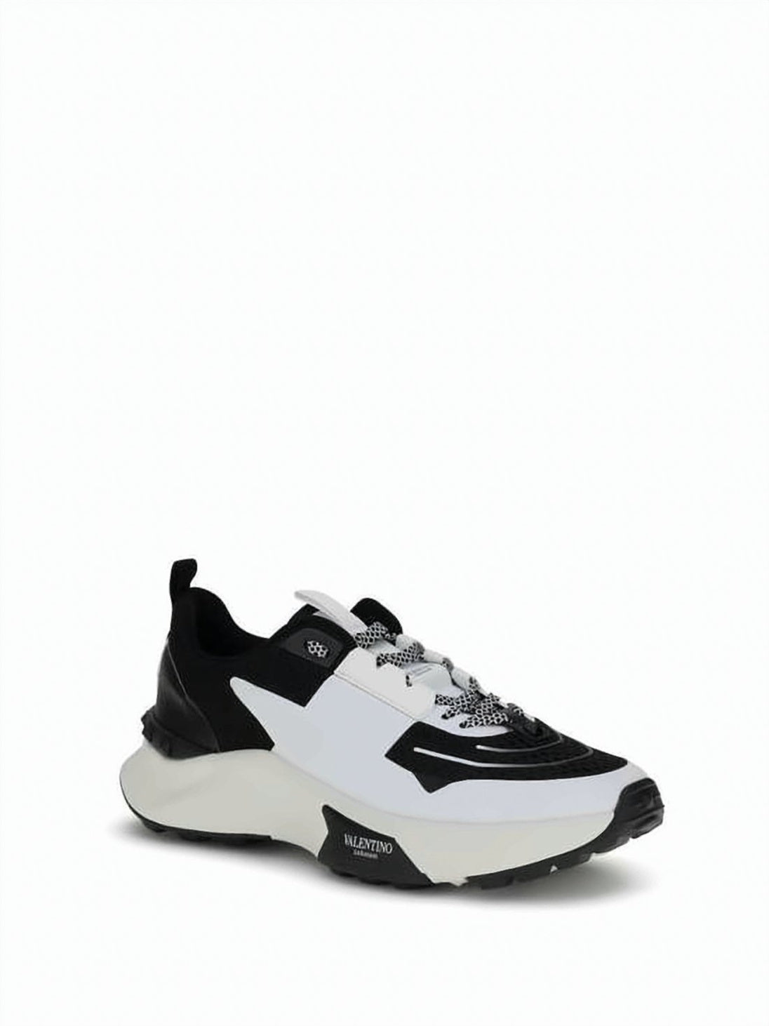 Dynamic Black And White Pattern Calf Leather Sneakers