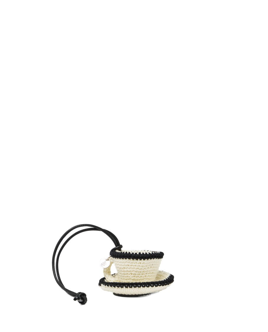 Teacup-Shaped Keychain With Logo Detail And Leather Cord