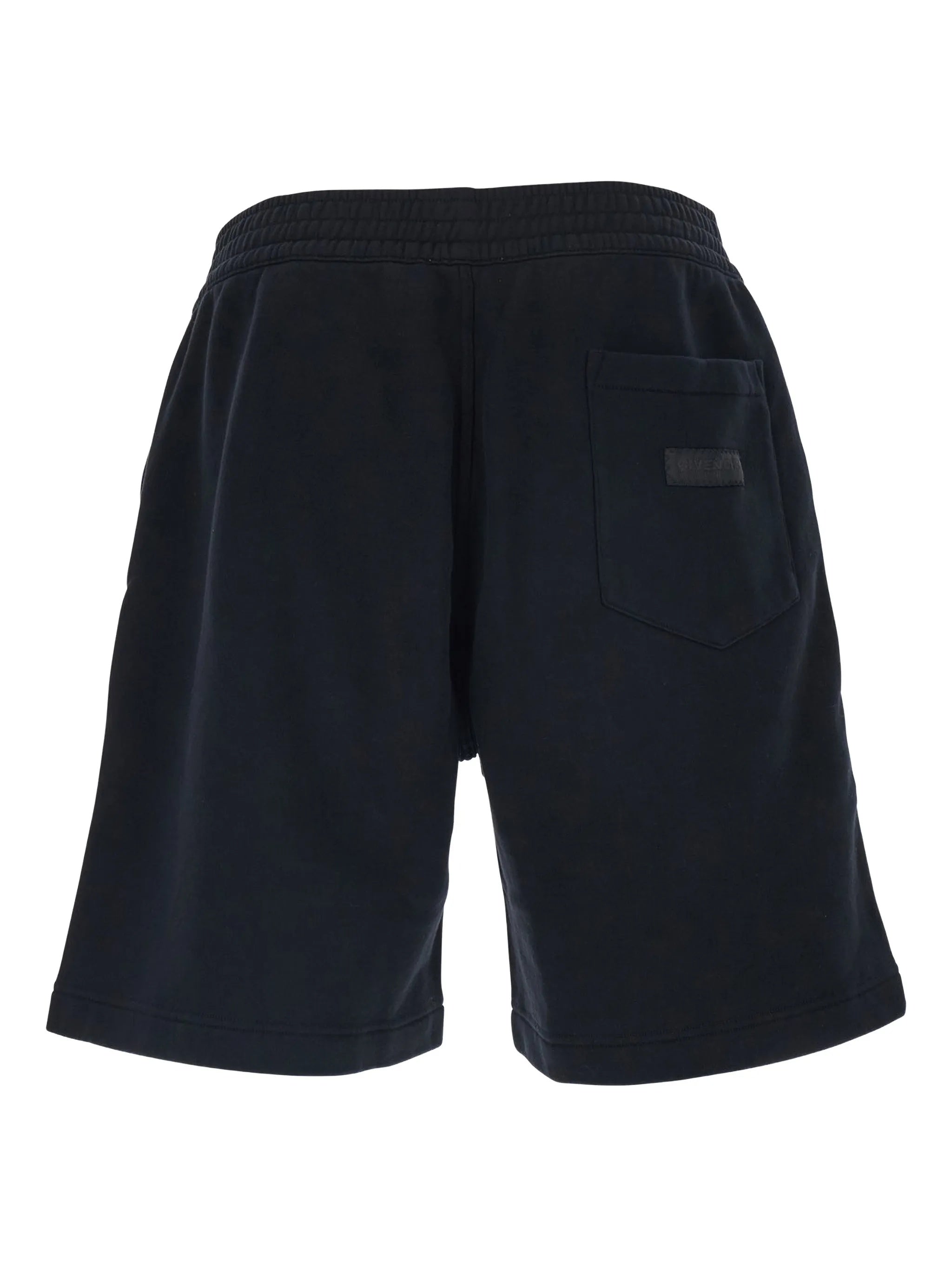 Regular Fit Black Cotton Elastic Shorts