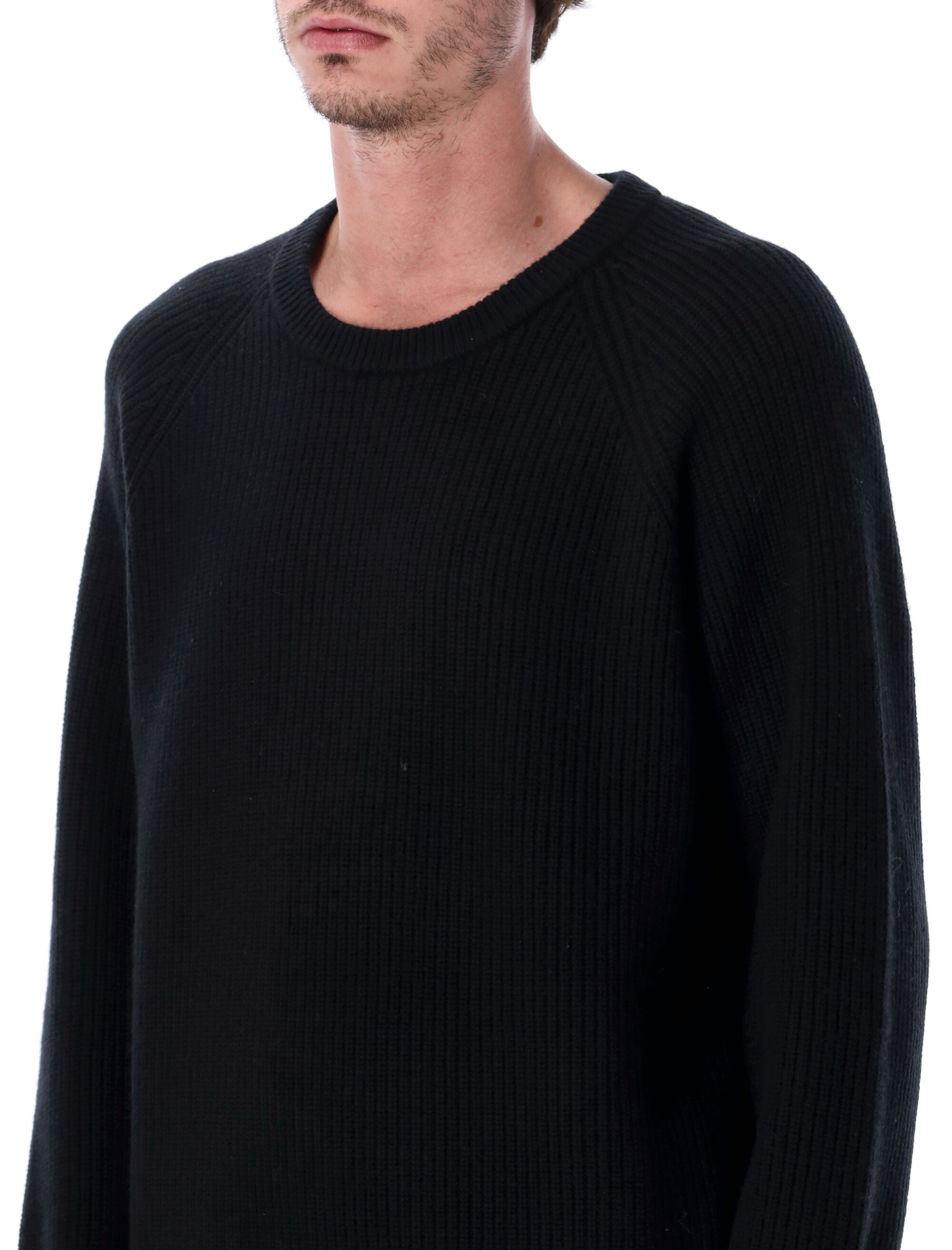 Wool And Cashmere Blend Ribbed Crewneck Sweater