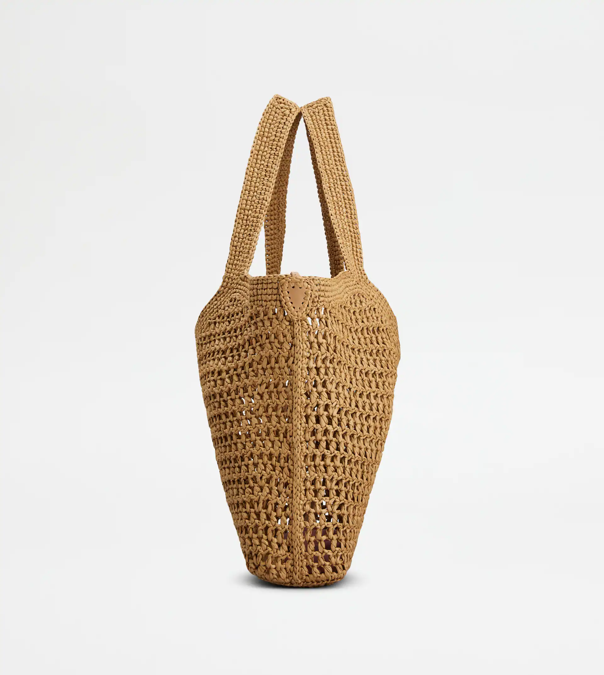 Medium Woven Tote Bag with Leather Logo Patch