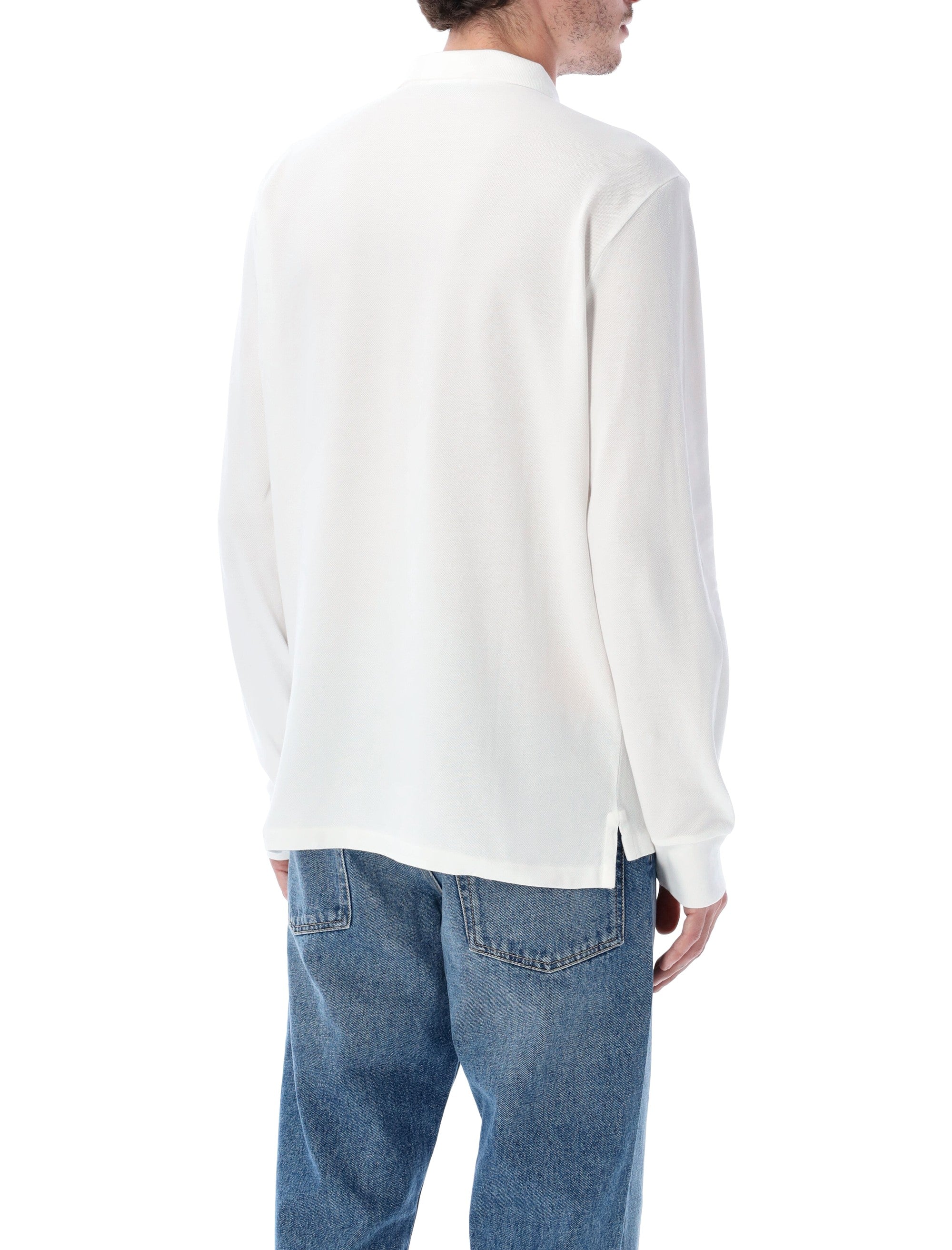 Long-Sleeve Cotton Piqué Polo Shirt Custom Slim-Fit