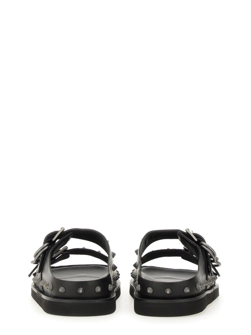 Black Calf Leather "Urus" Sandals