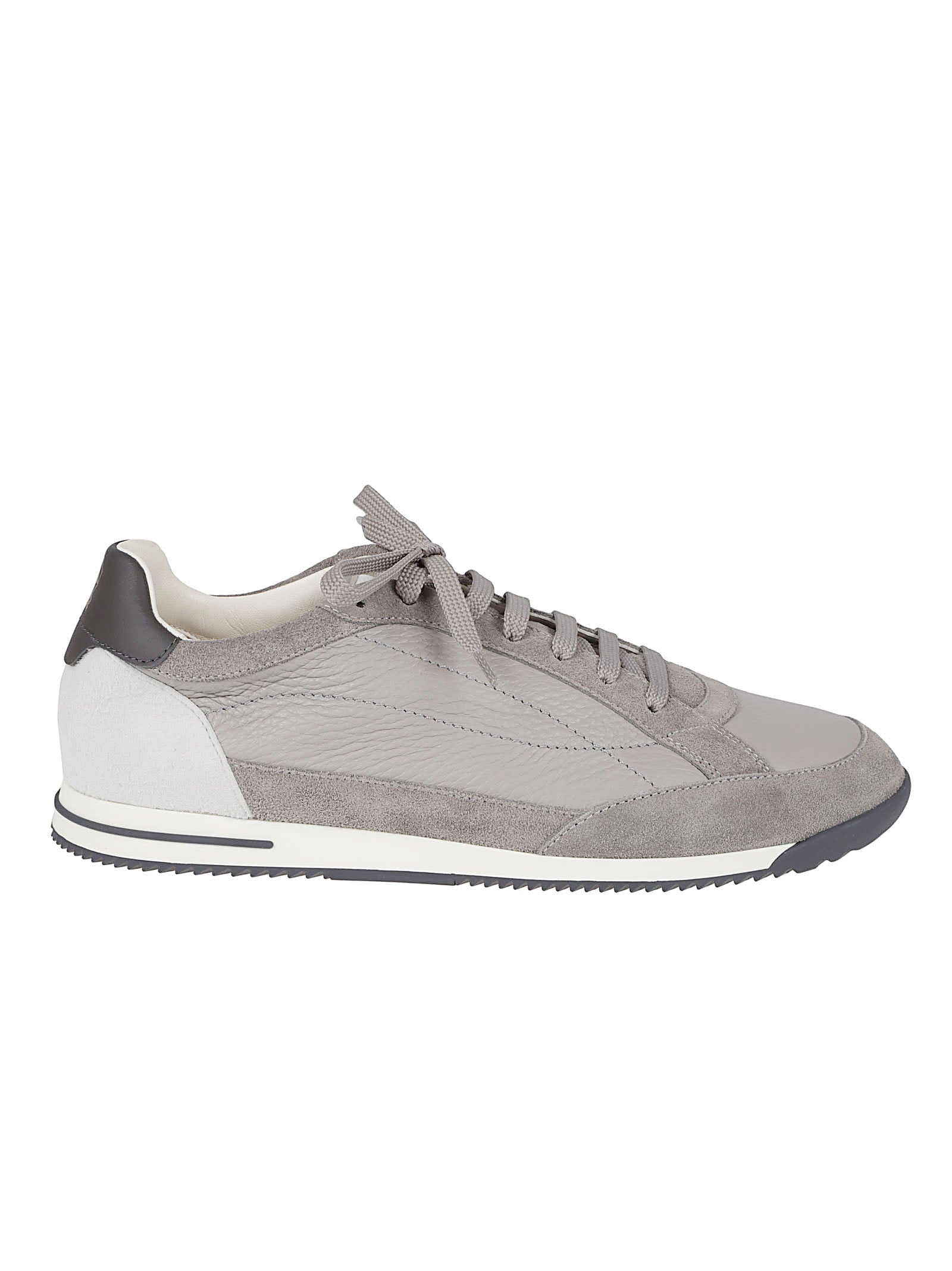 Low-Profile Sneakers with Smooth and Suede Leather Panels