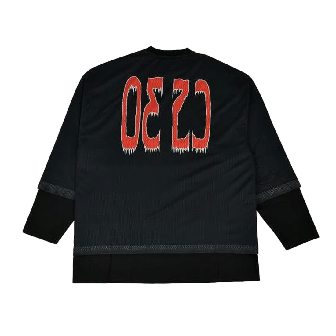 Layered Long-Sleeve T-Shirt with Mesh Overlay