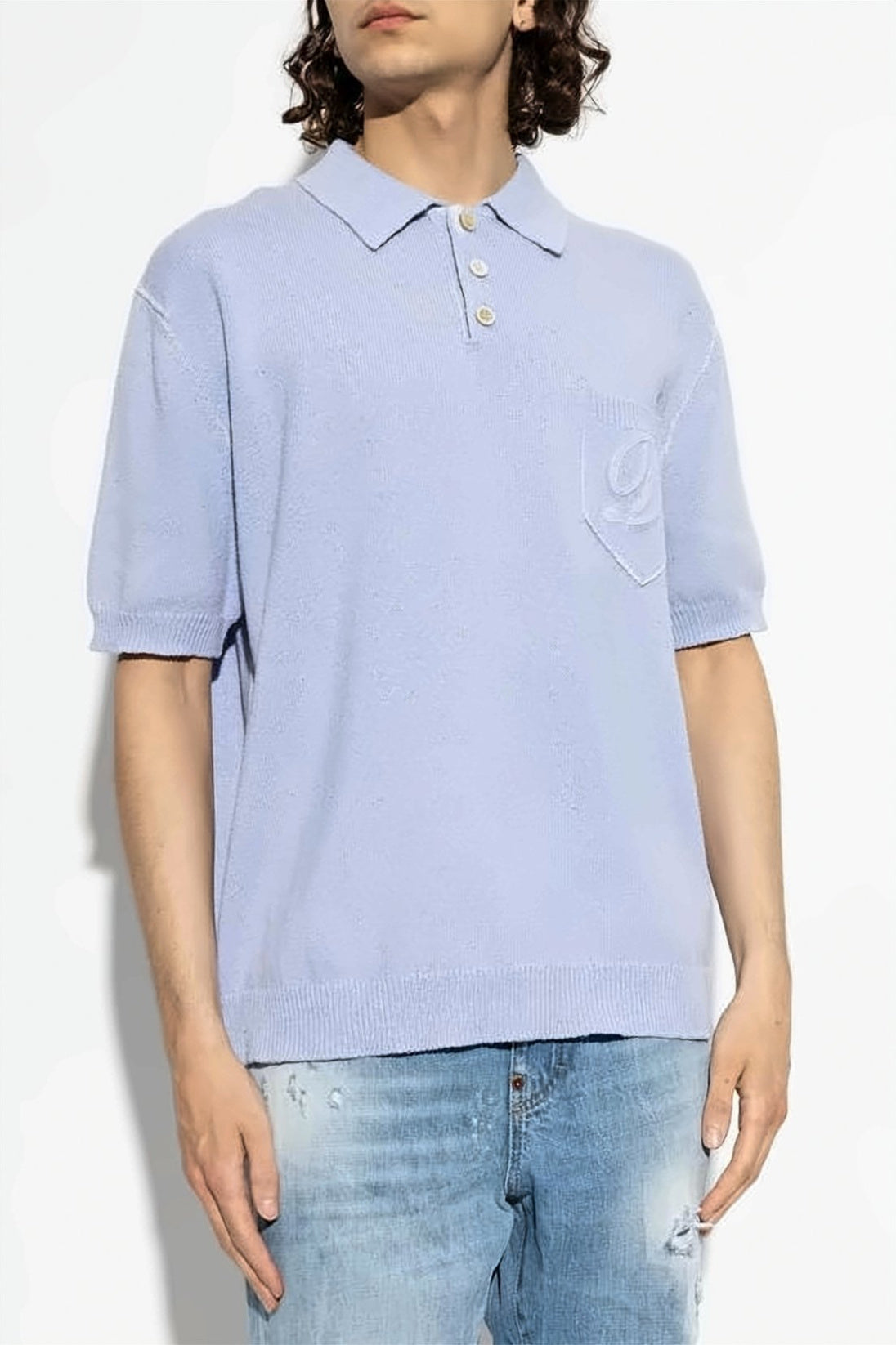 Short-Sleeved Polo Shirt with Classic Collar and Embroidered Pocket