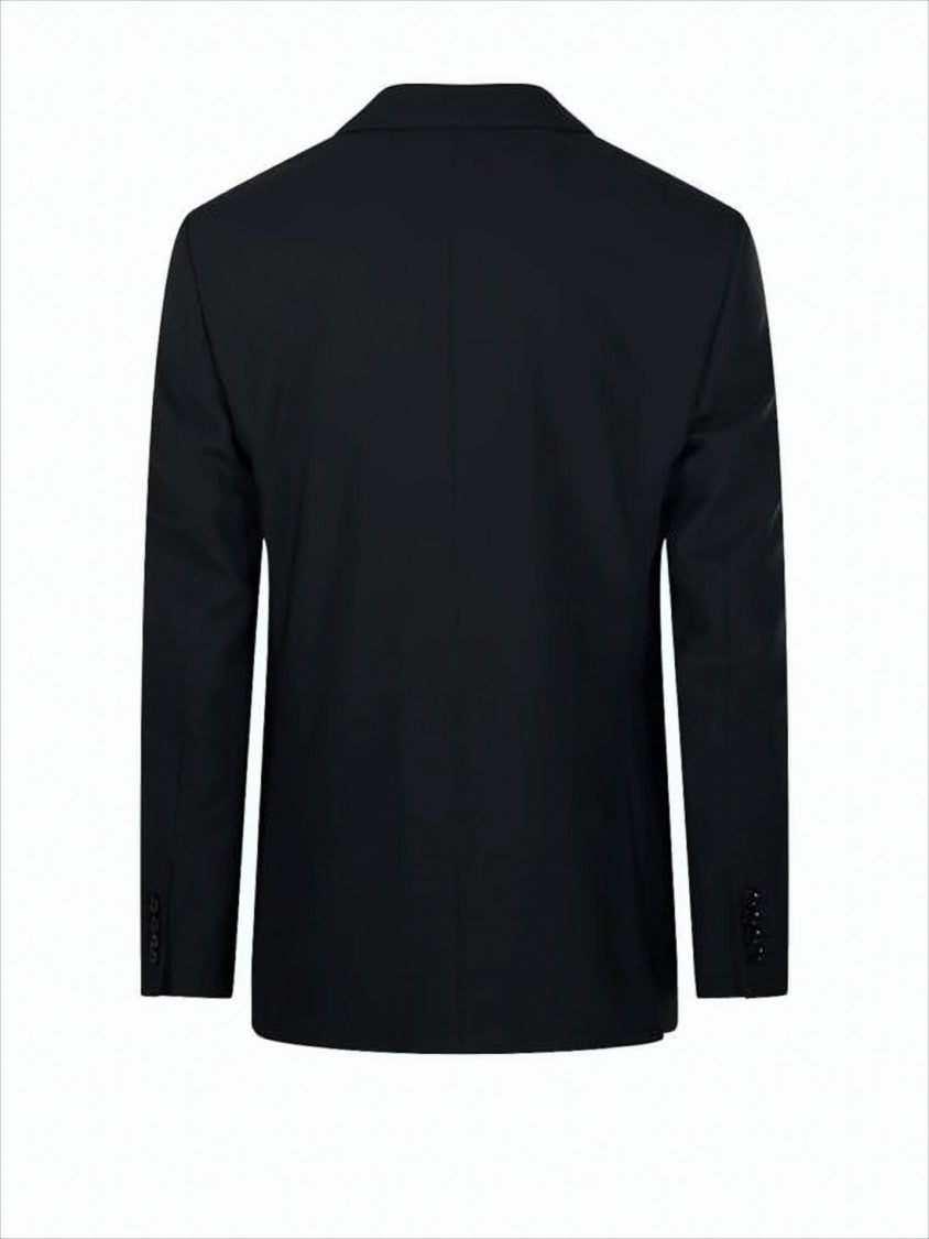 Tailored Black Wool Suit Jacket with Notched Lapel