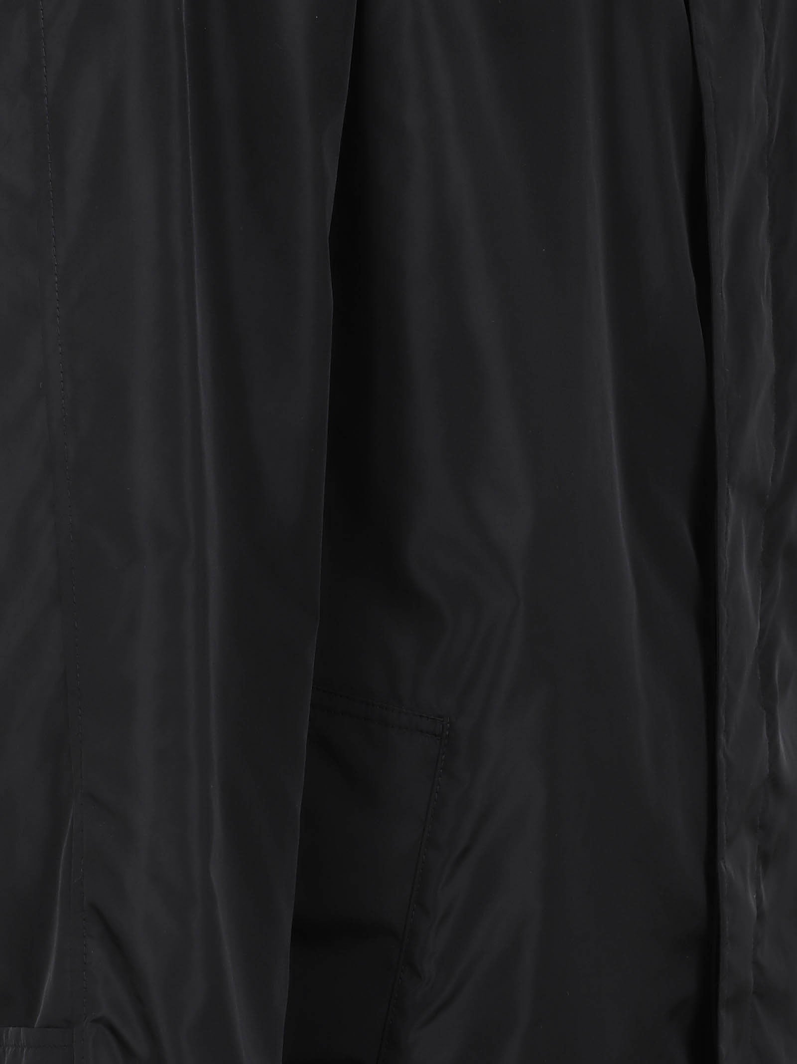 Single-Breasted Nylon Coat with Check Lining