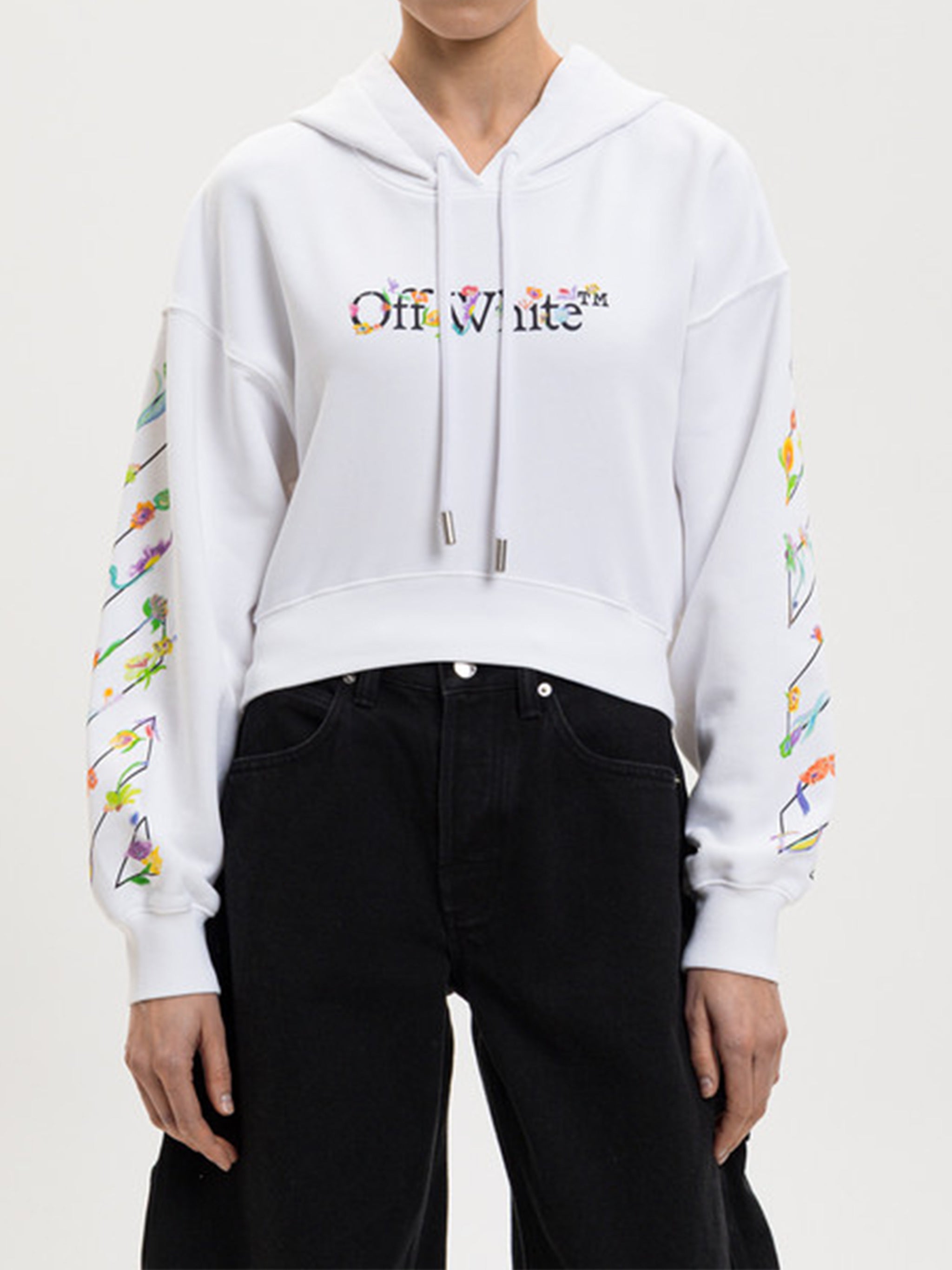 White Bookish Glowing Flower Cotton Hoodie