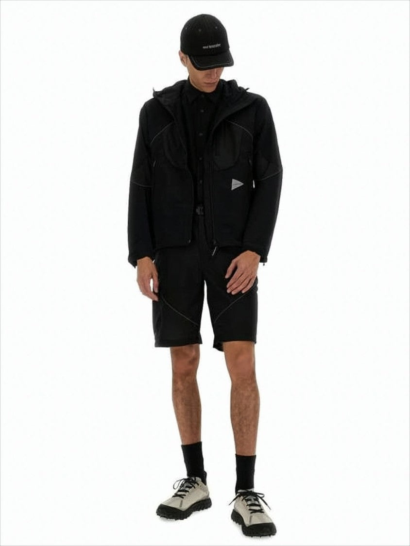 Black Hooded Jacket with Reflective Piping
