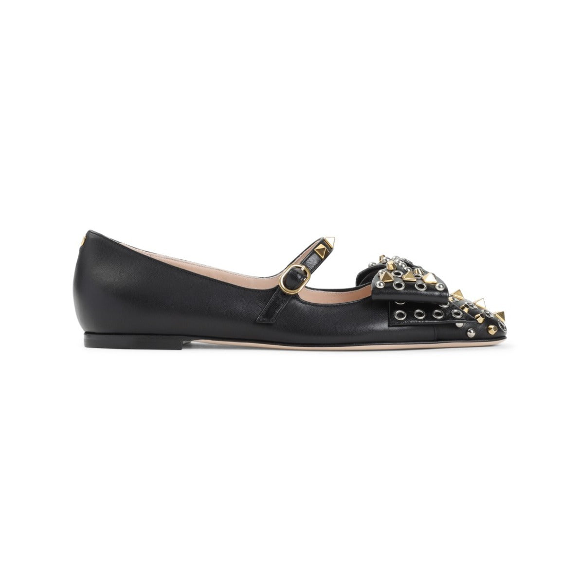 Leather Ballerinas With Stud Detailing
