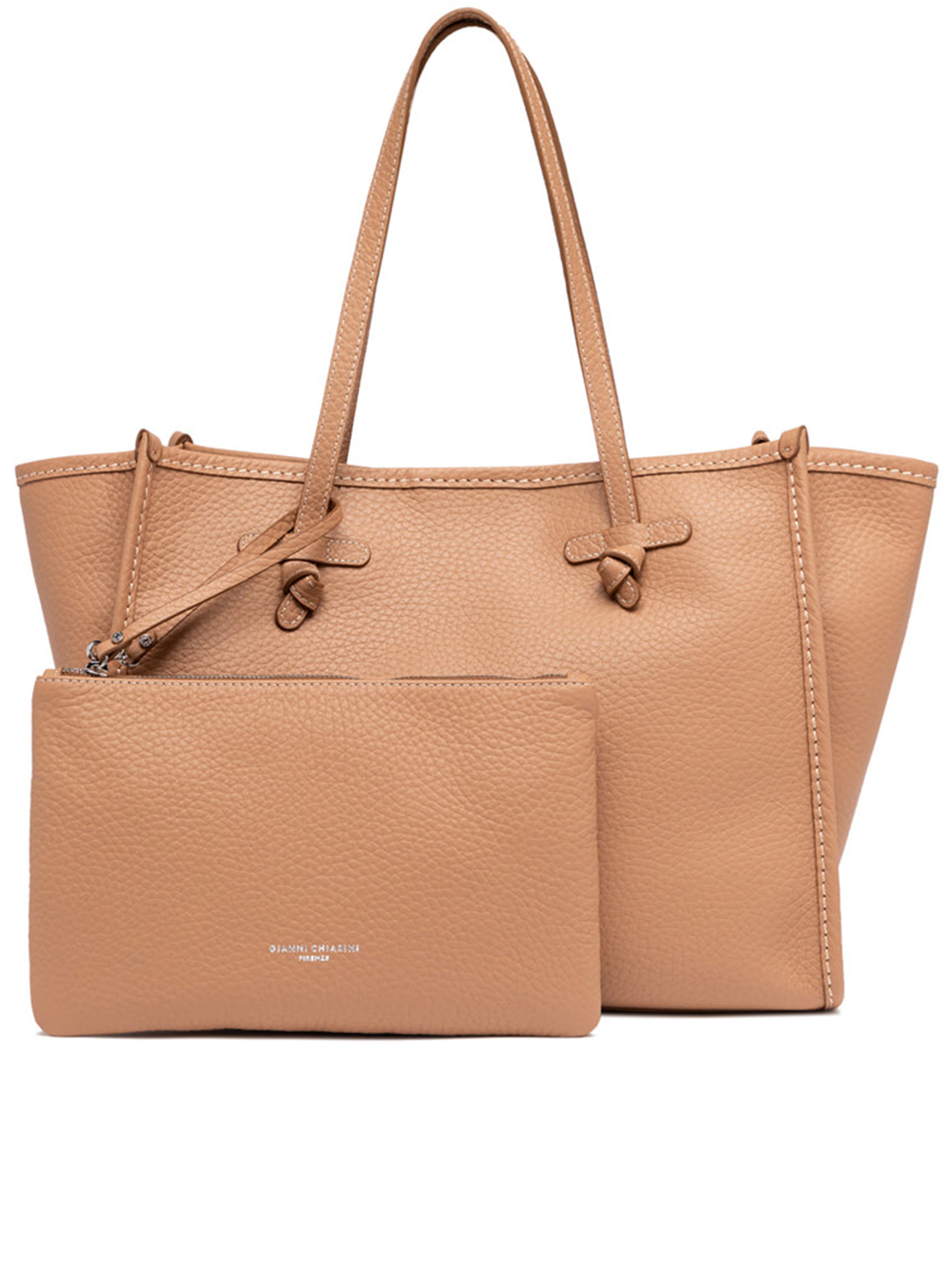 Marcella Rectangular Brown Structured Leather Tote