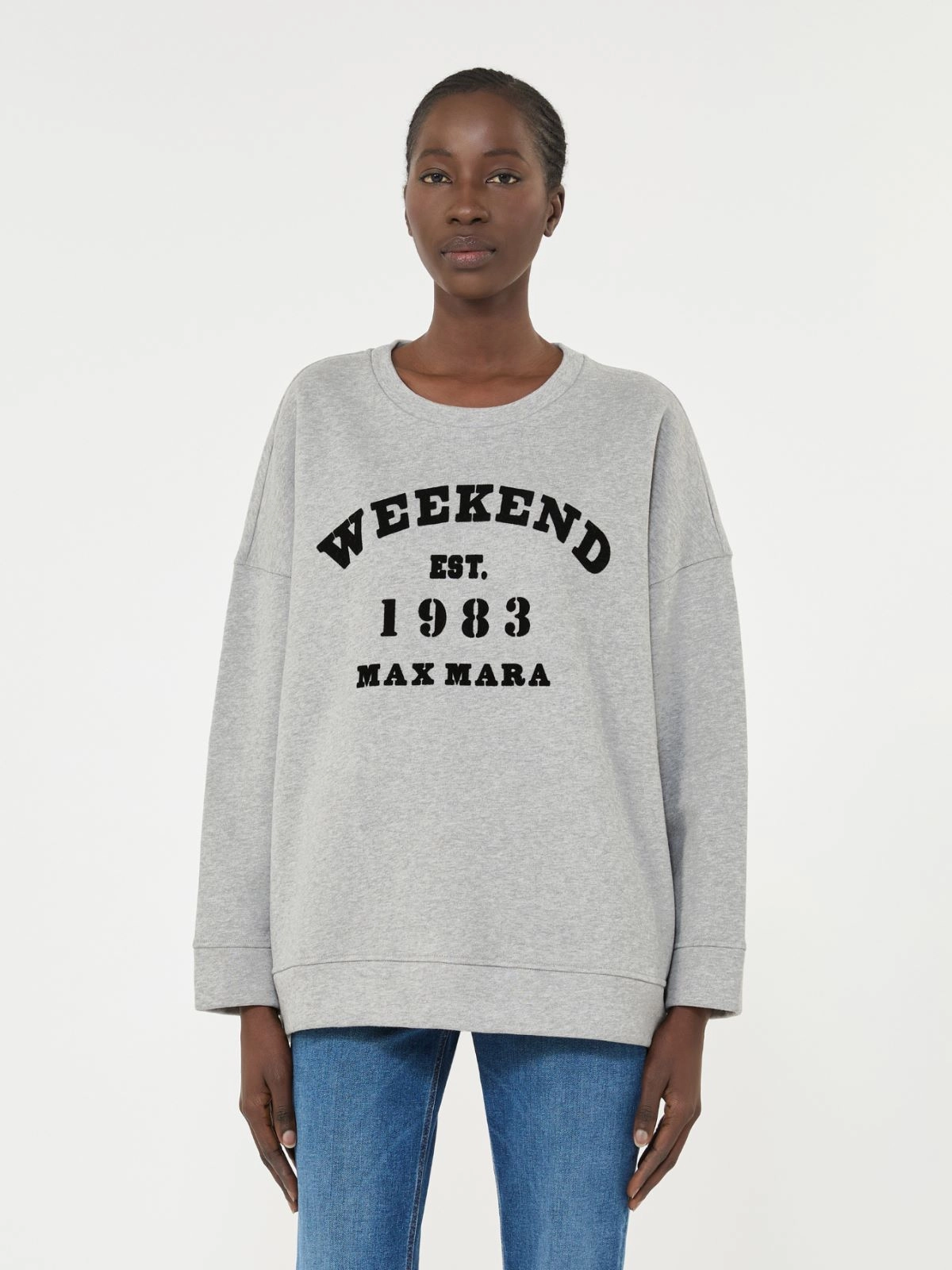 Light Grey Relaxed-Fit Sweatshirt with Bold Logo Print