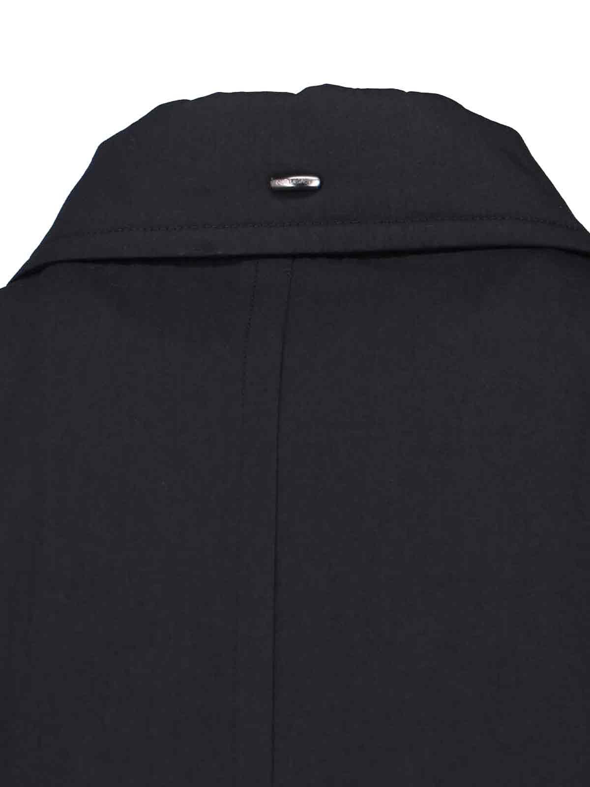 Double-Breasted Black Coat With Round Collar