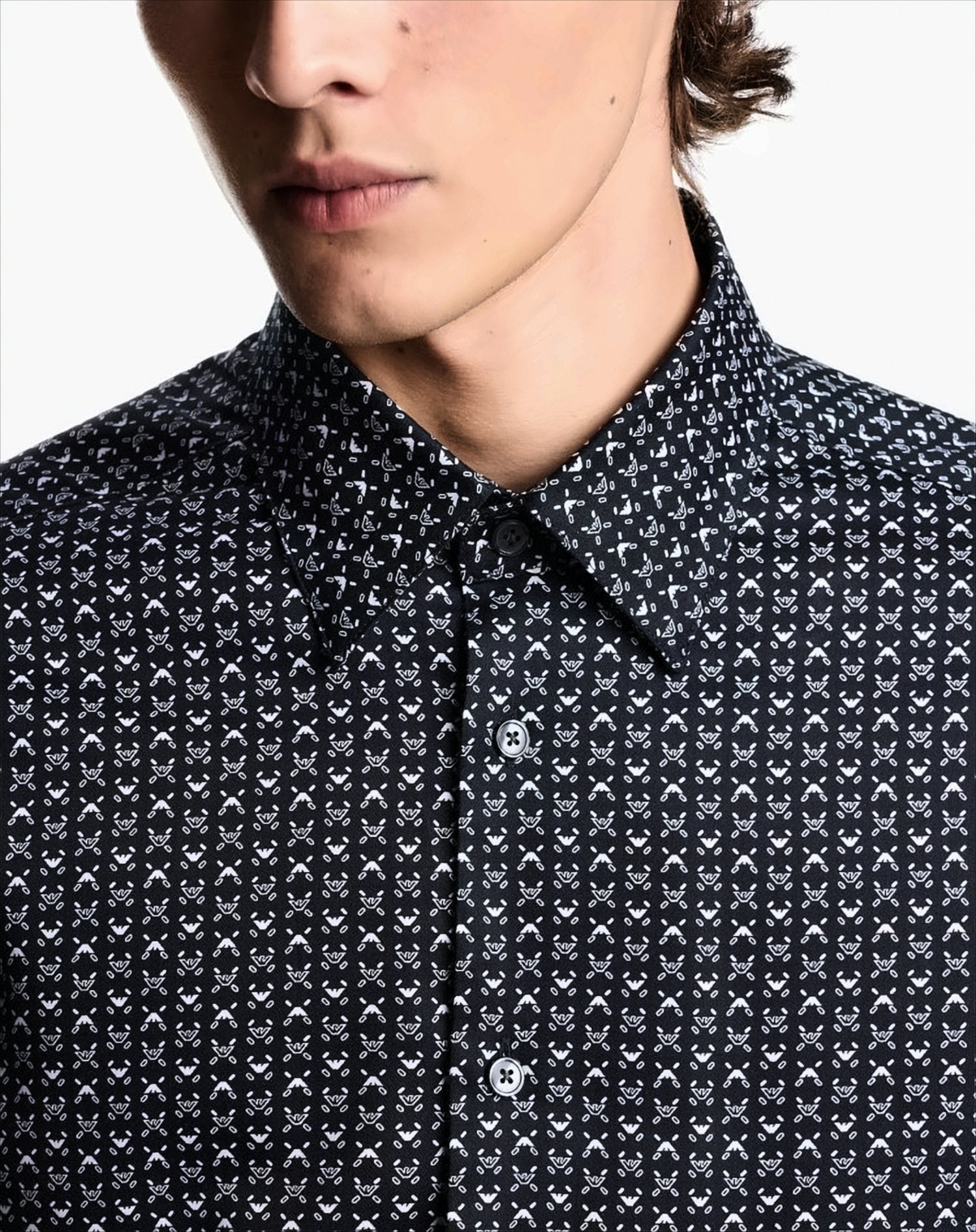 Tailored Blue Shirt With All-Over Print