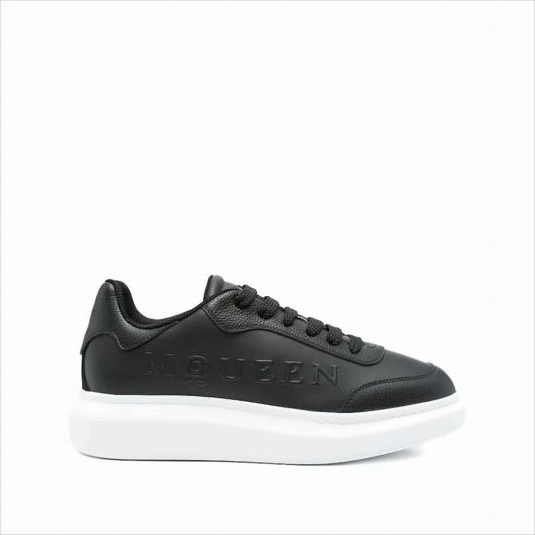 Sole Black Leather Sneakers with Embossed Branding