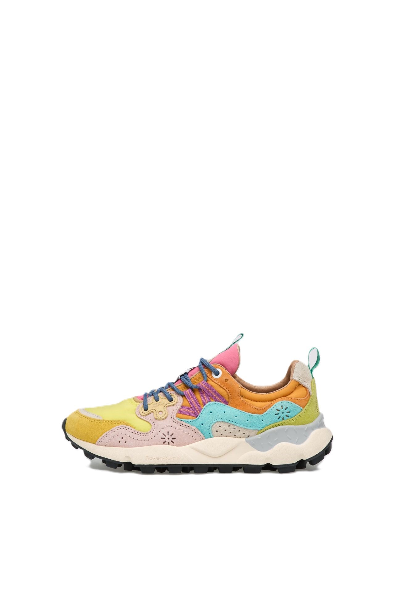 Multi-Colored Sneakers with Chunky Sole and Decorative Perforations