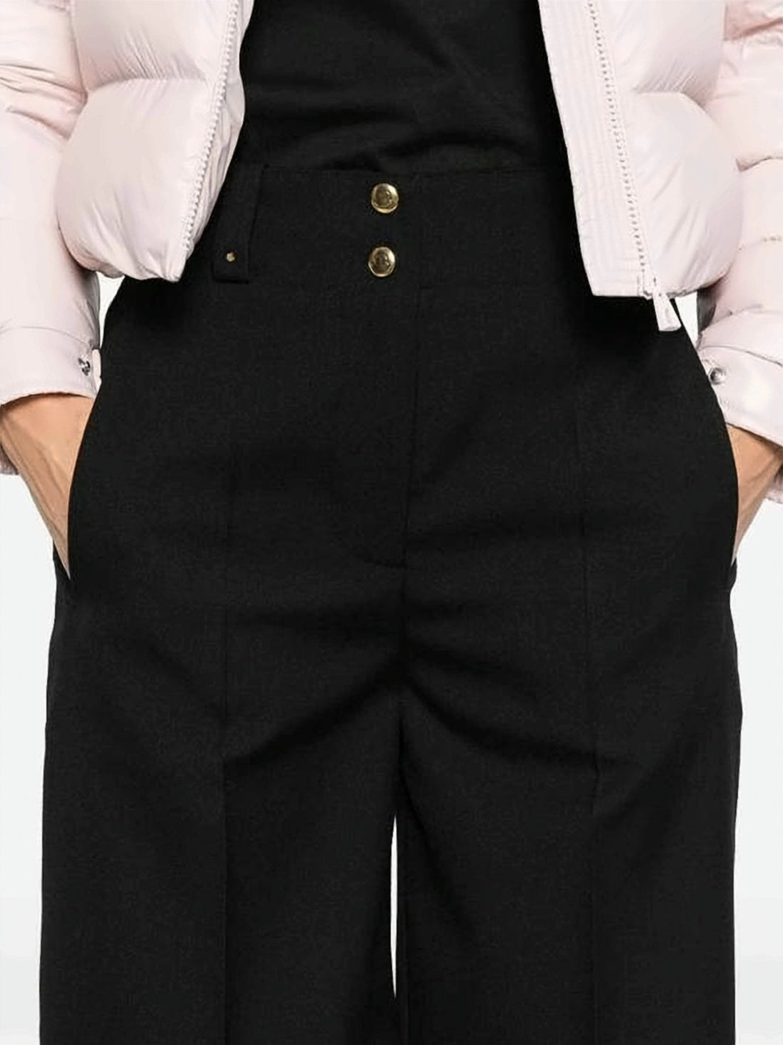 High-Waist Black Wide-Leg Suit Pants