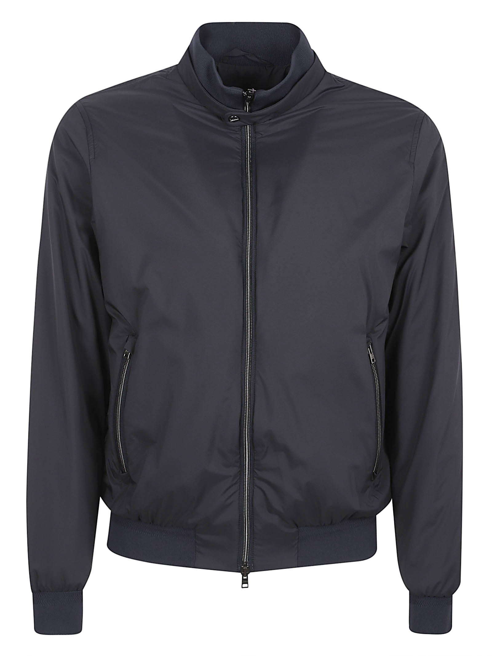 Cropped Blue Jacket with Zippered Pockets