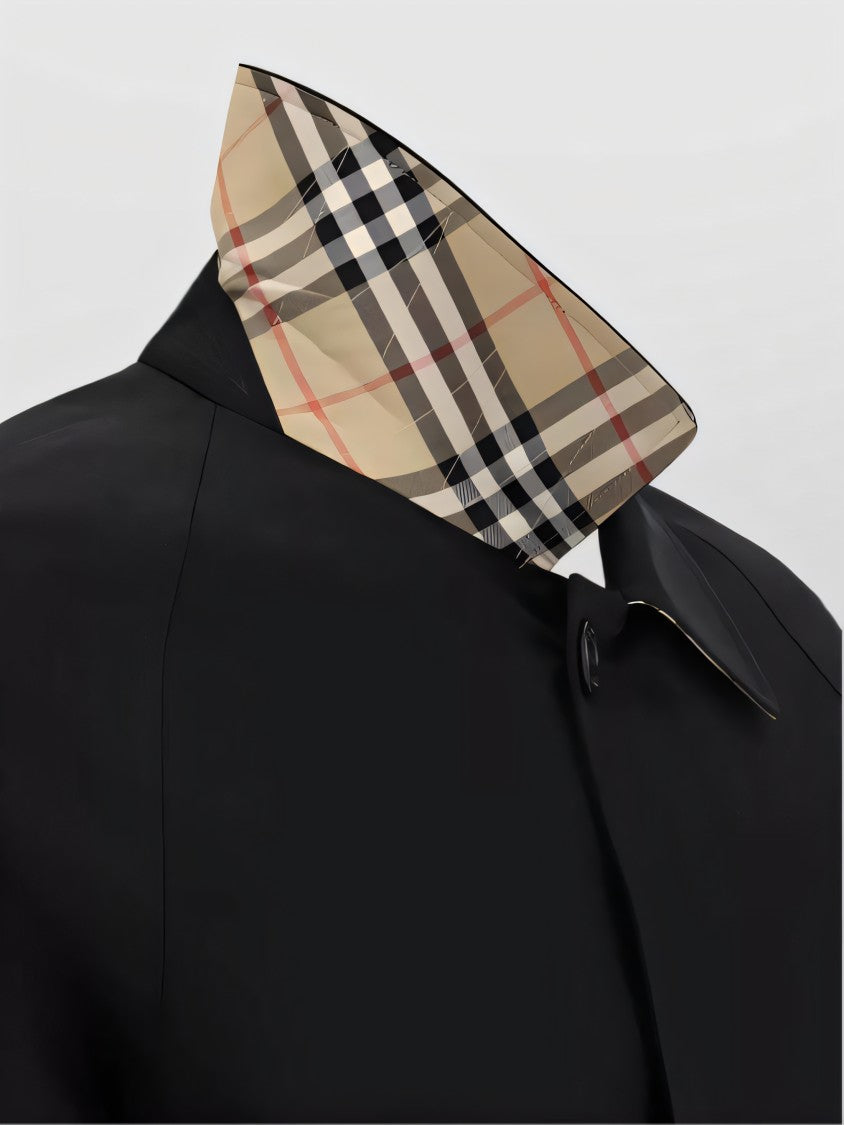 Black Cotton Cape with Classic Collar