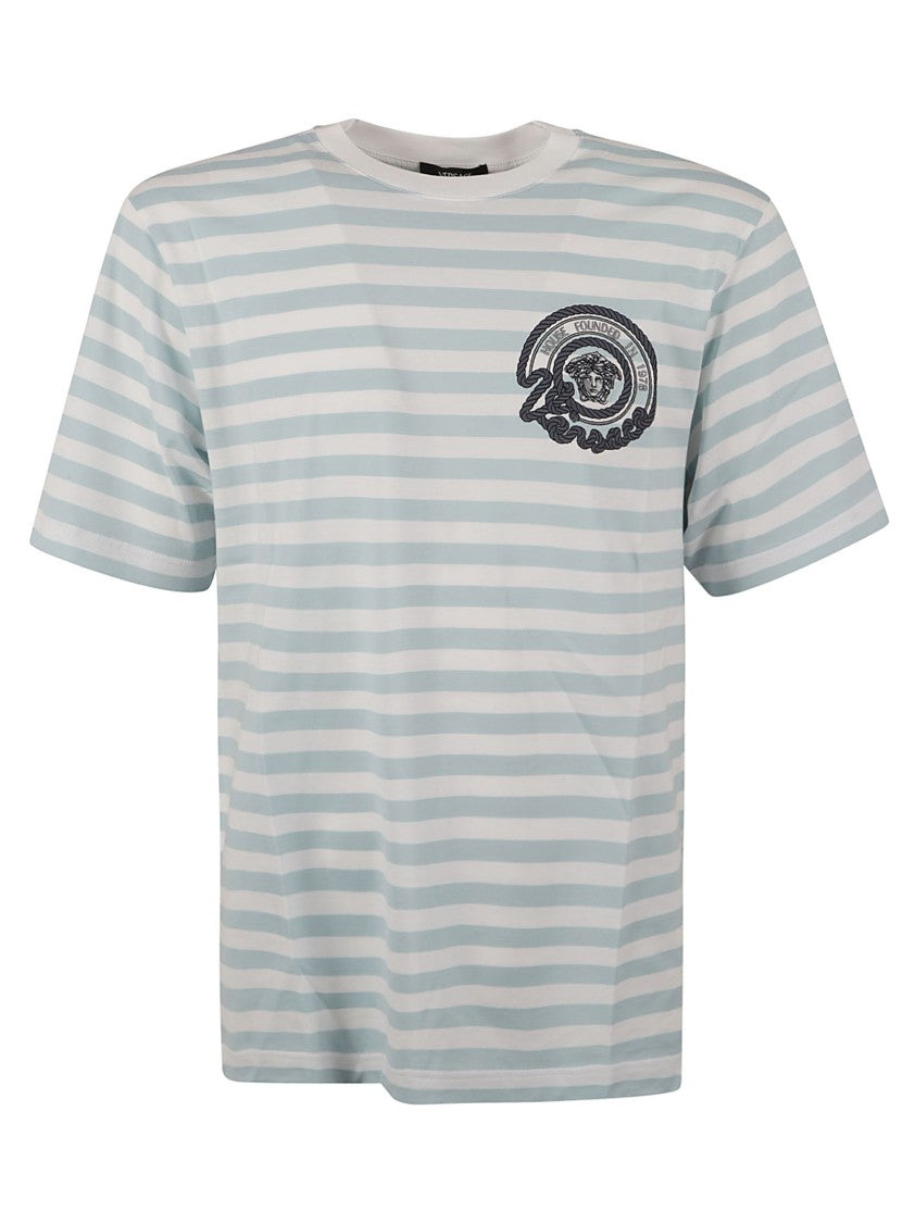 Classic Striped T-Shirt With Embroidered Emblem