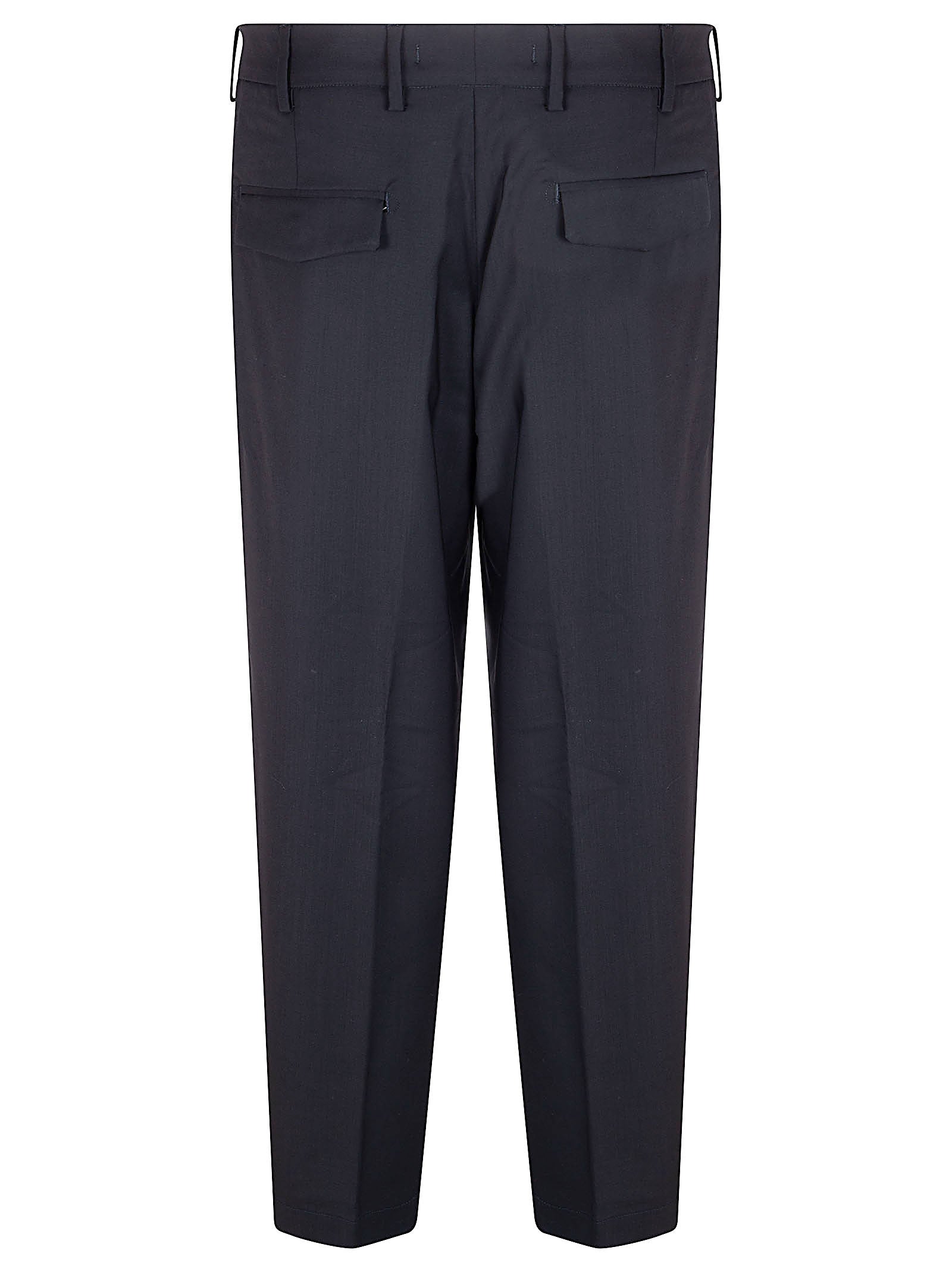 Straight-Leg Black Trousers with Tailored Design and Flap Pockets